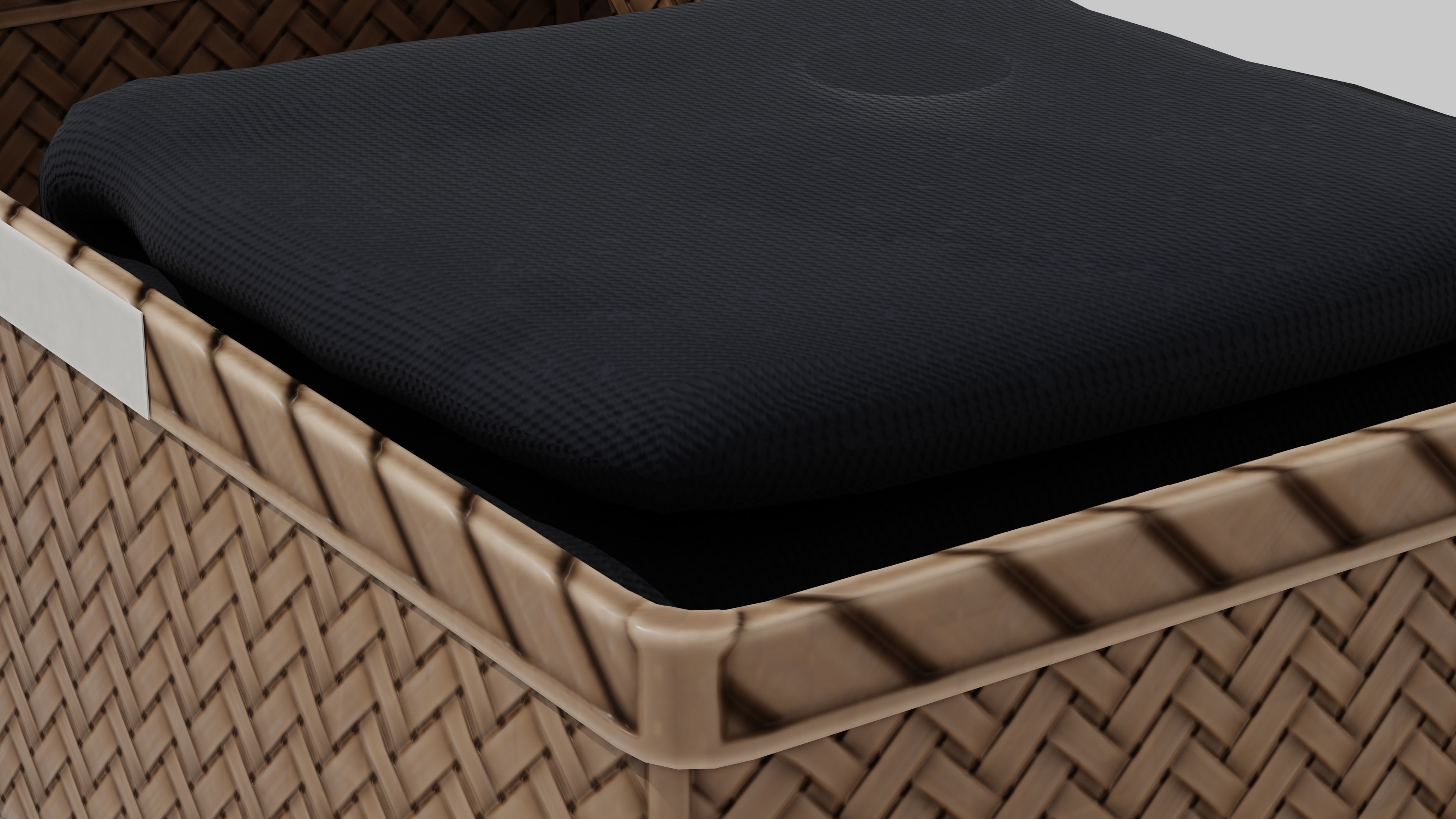 Japanese Furniture Kit - Cloth Wicker Basket Low-poly 3D model_5