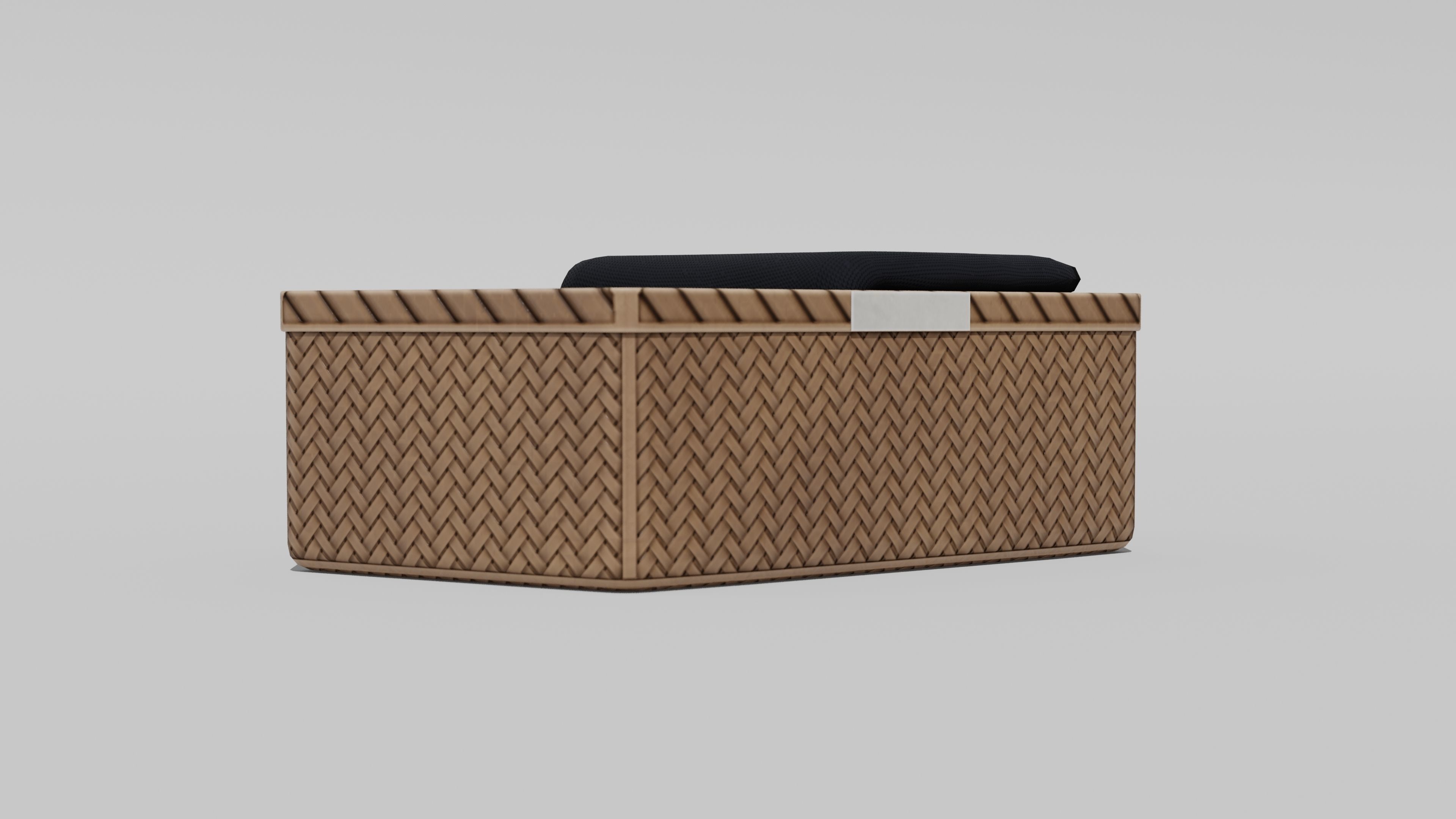 Japanese Furniture Kit - Cloth Wicker Basket Low-poly 3D model_2