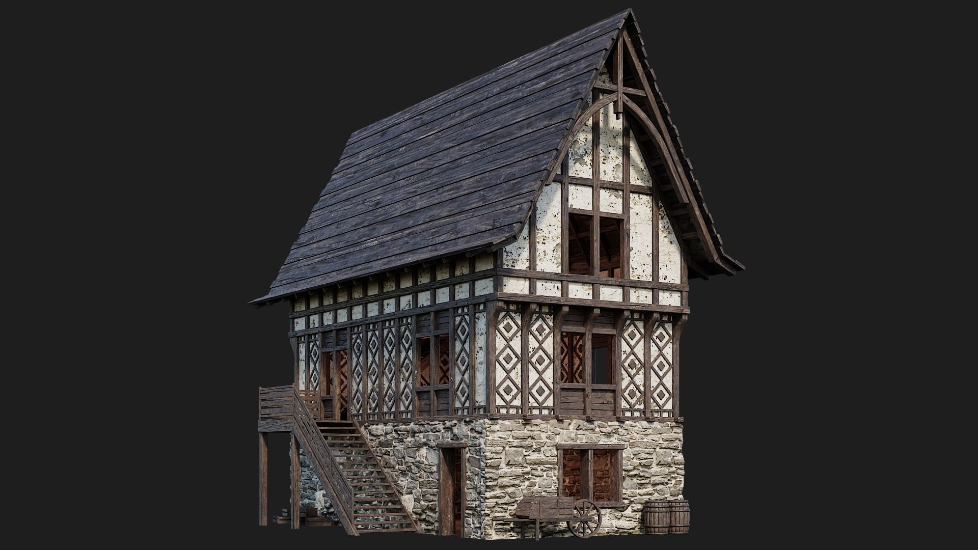 Old Medieval Building 4K Textures GameReady 117 Low-poly 3D model_2