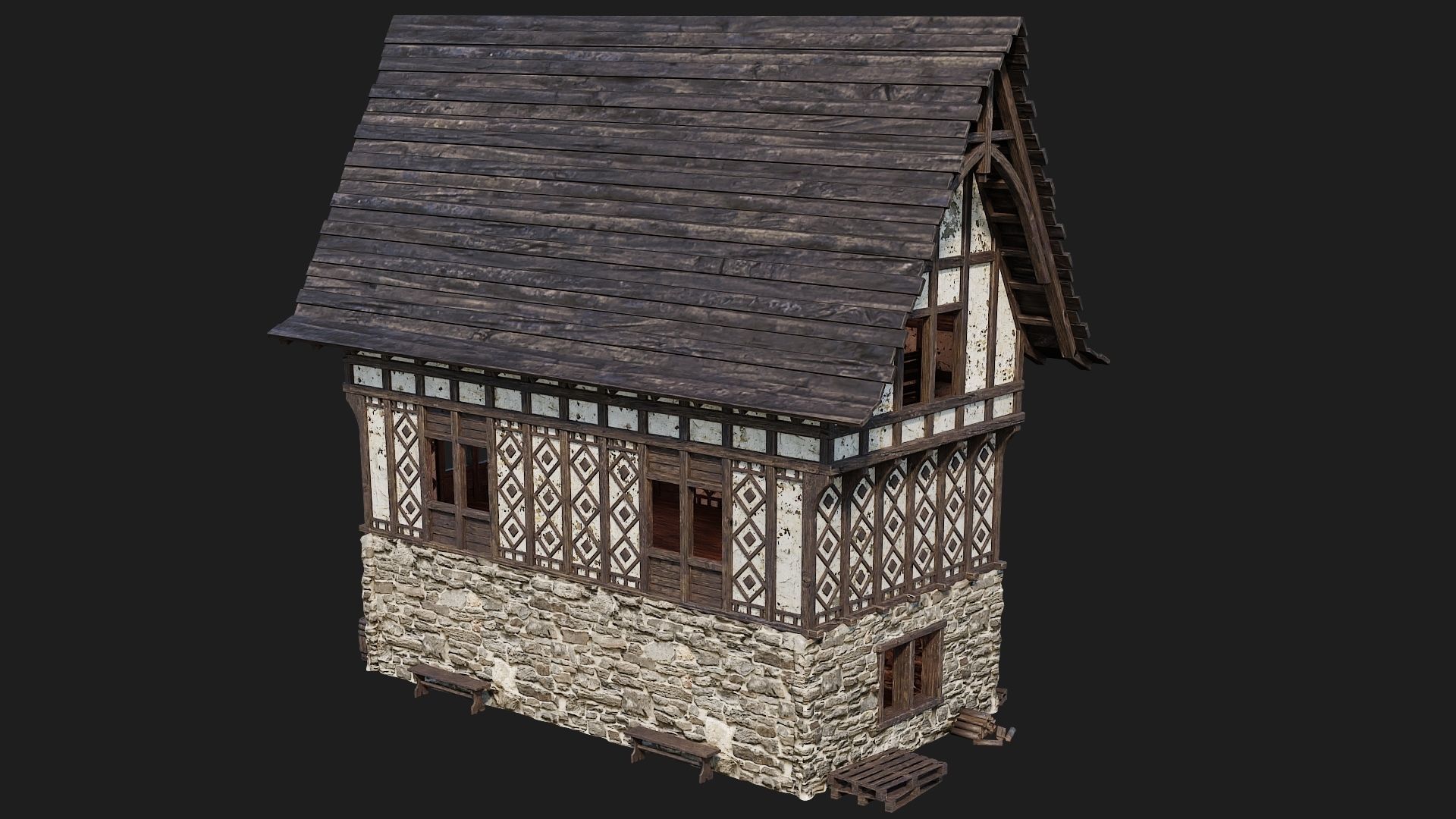 Old Medieval Building 4K Textures GameReady 117 Low-poly 3D model_12