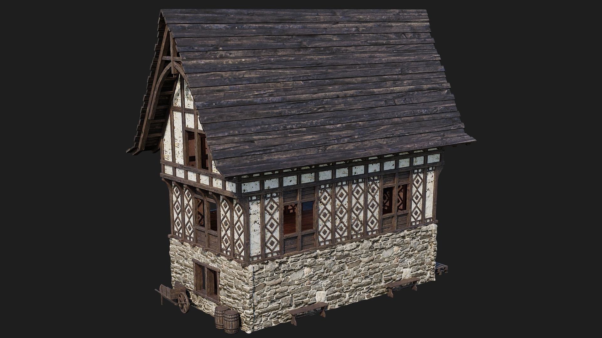 Old Medieval Building 4K Textures GameReady 117 Low-poly 3D model_11