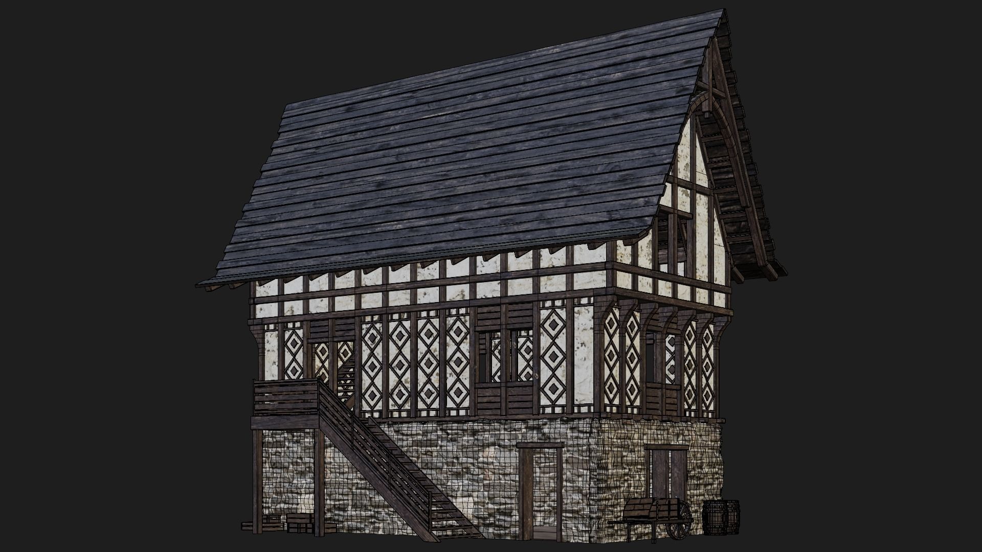 Old Medieval Building 4K Textures GameReady 117 Low-poly 3D model_7