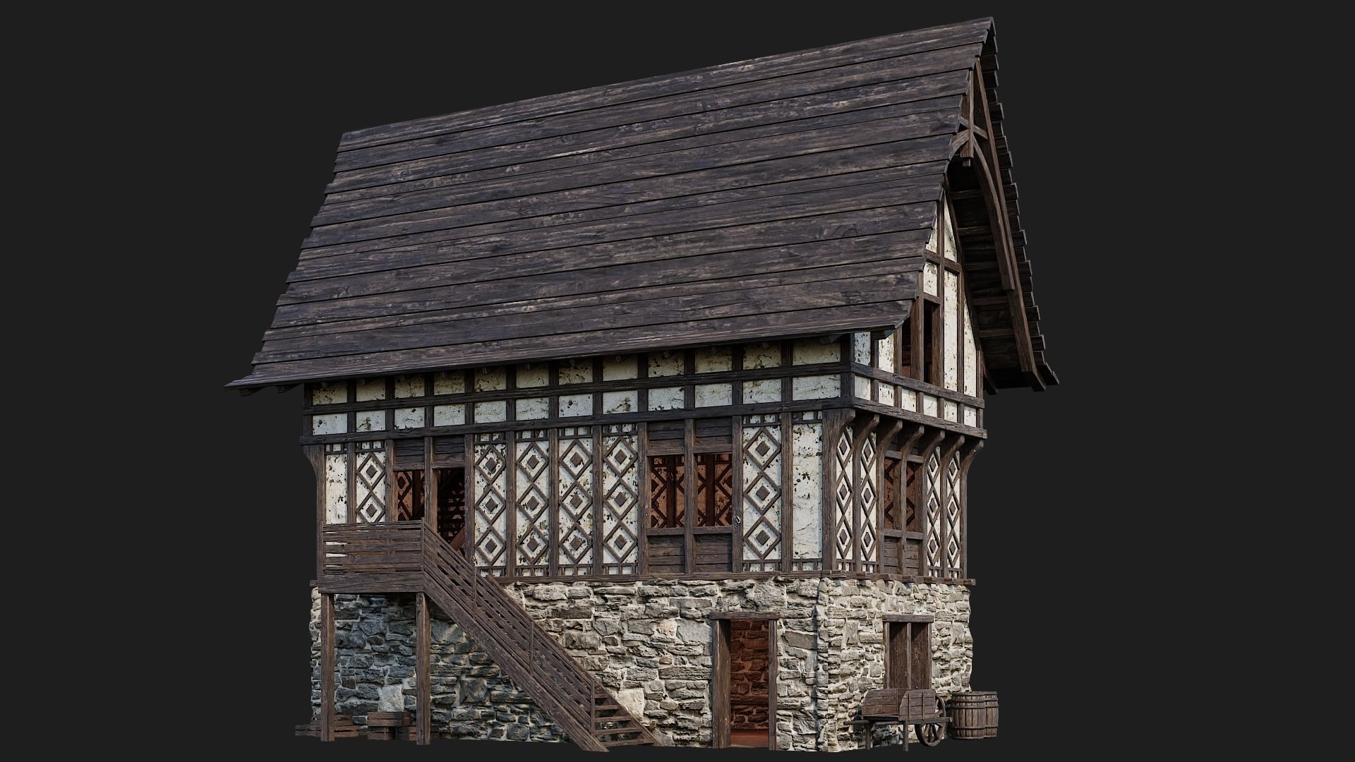 Old Medieval Building 4K Textures GameReady 117 Low-poly 3D model_3