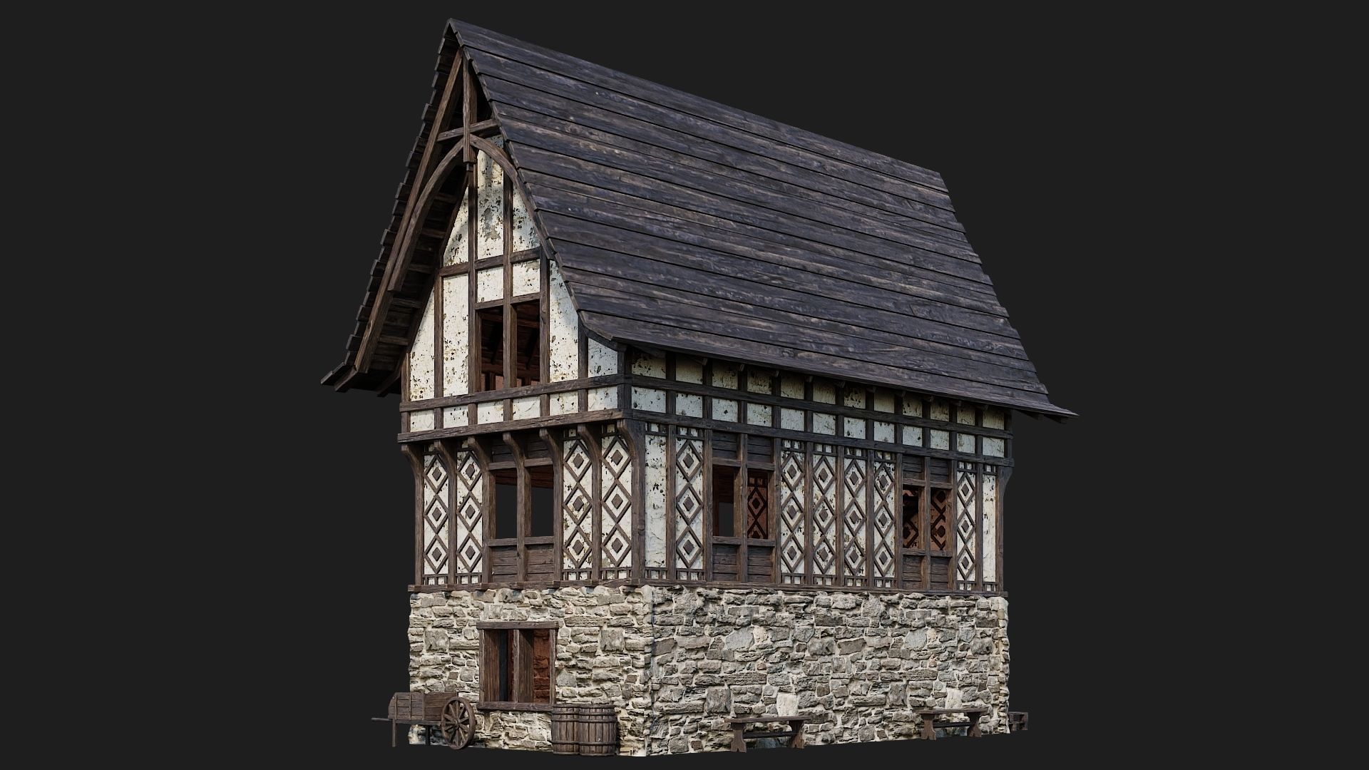 Old Medieval Building 4K Textures GameReady 117 Low-poly 3D model_8