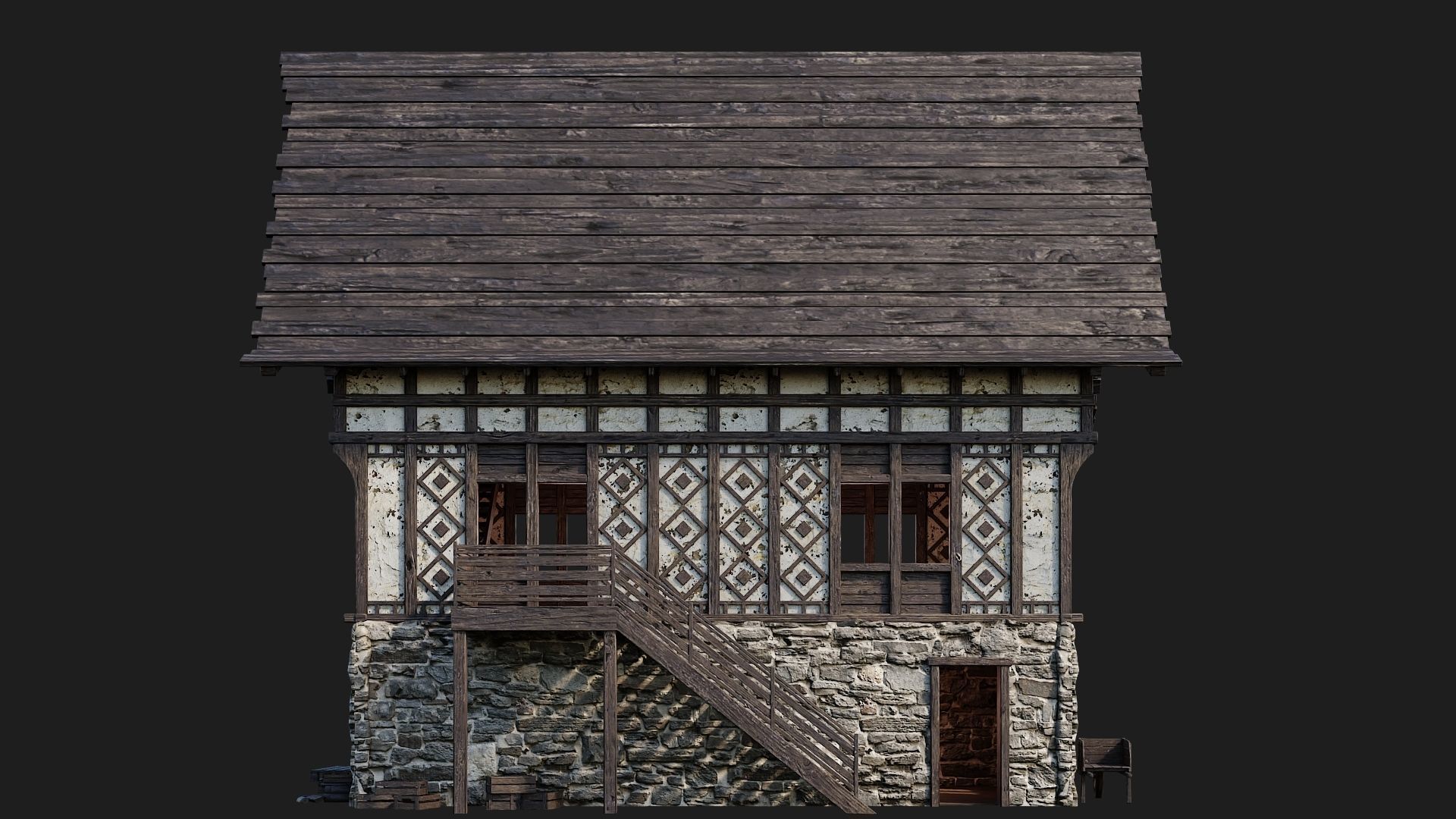 Old Medieval Building 4K Textures GameReady 117 Low-poly 3D model_4