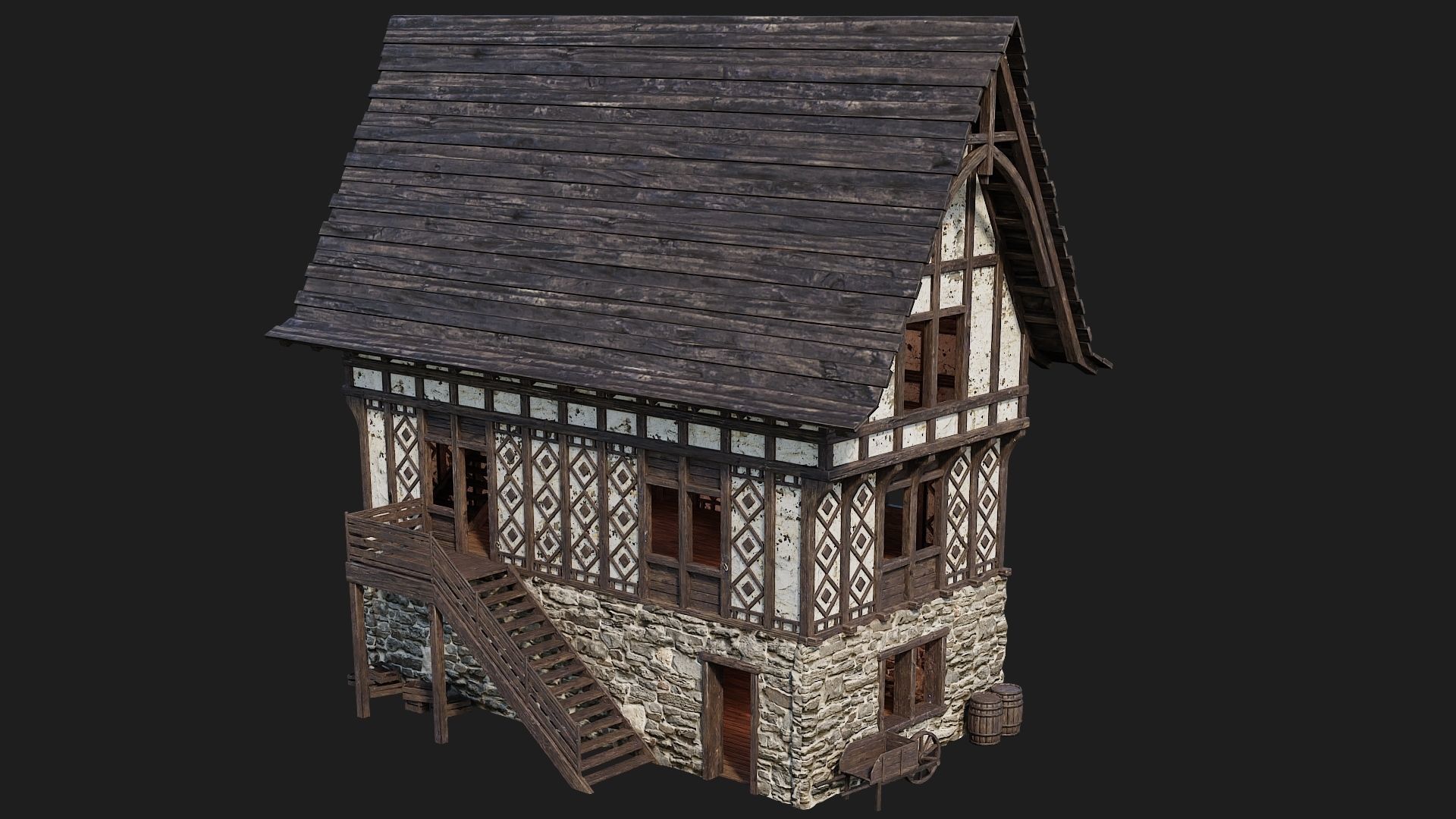 Old Medieval Building 4K Textures GameReady 117 Low-poly 3D model_1