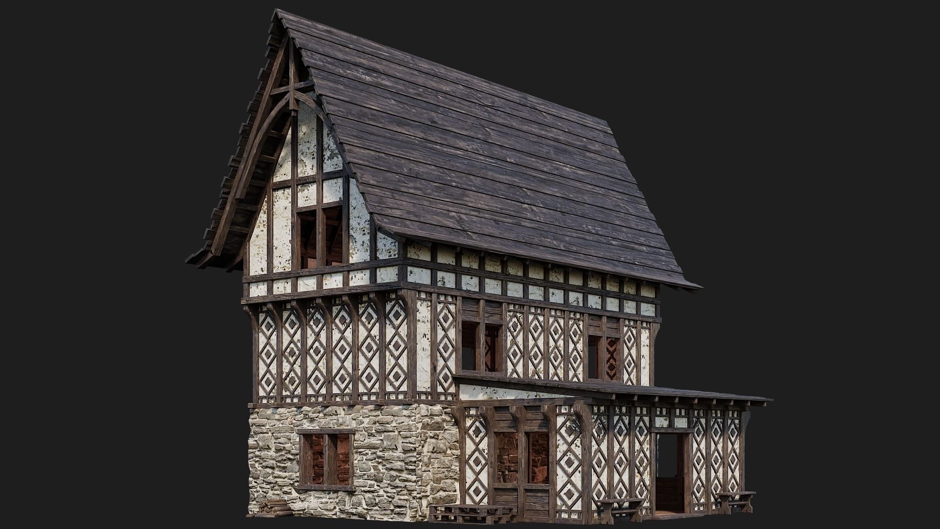 Old Medieval Building 4K Textures GameReady 118 Low-poly 3D model_3