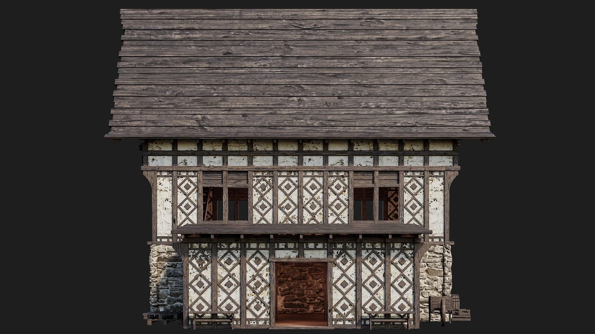 Old Medieval Building 4K Textures GameReady 118 Low-poly 3D model_4