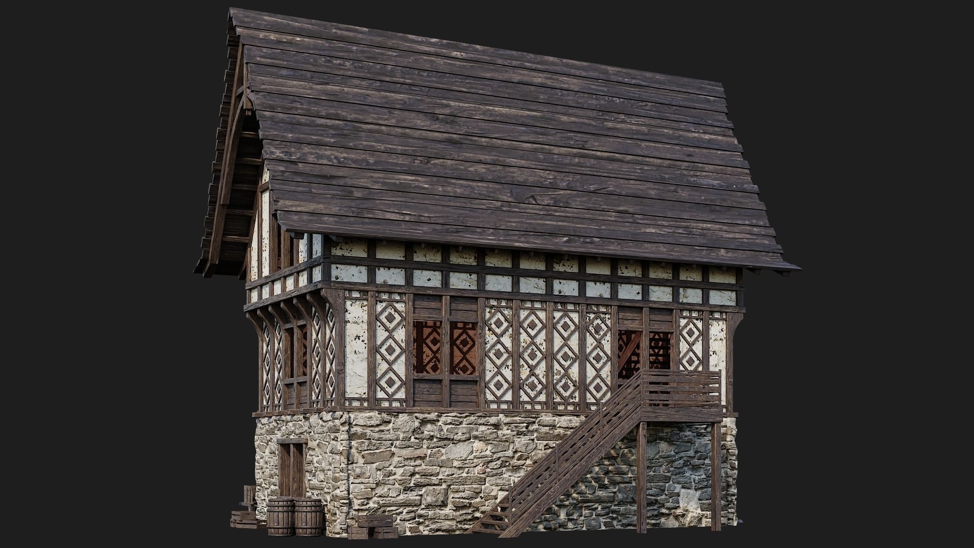 Old Medieval Building 4K Textures GameReady 118 Low-poly 3D model_10