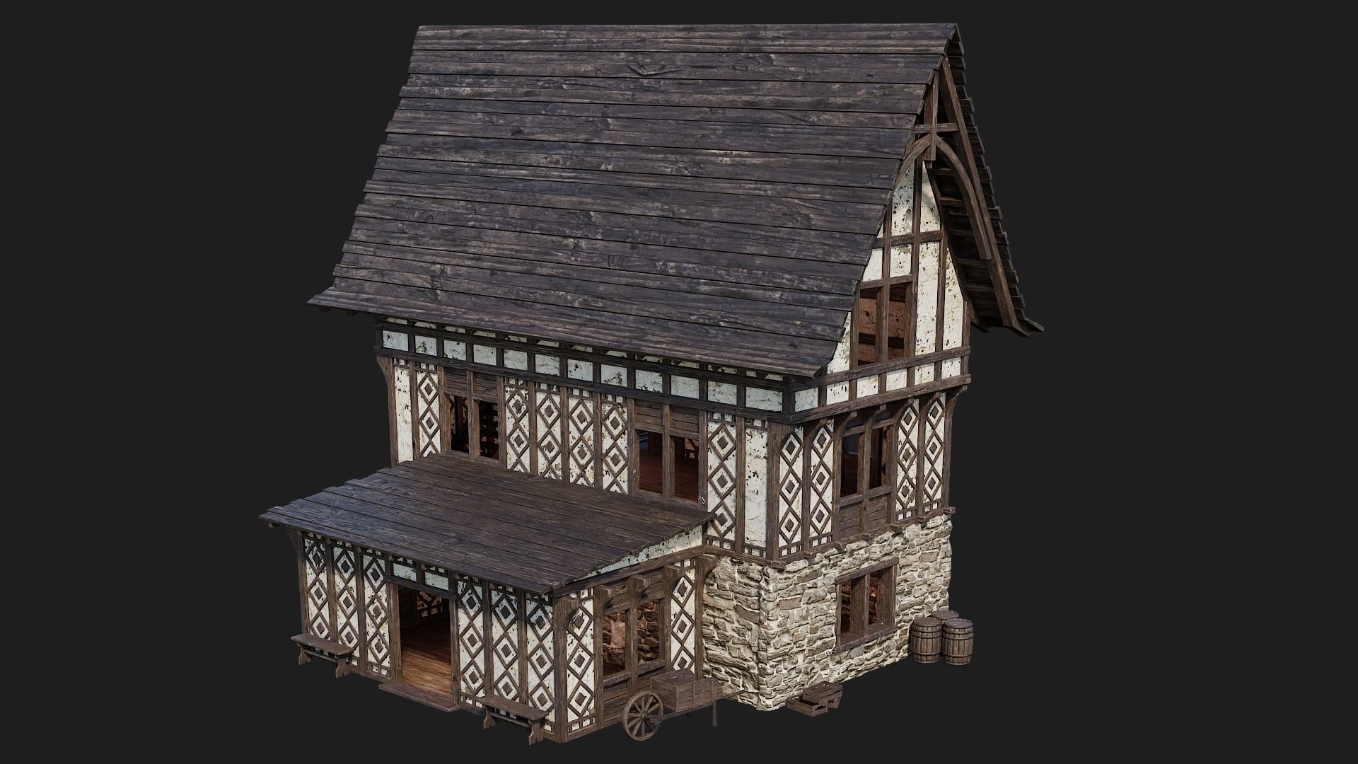 Old Medieval Building 4K Textures GameReady 118 Low-poly 3D model_1