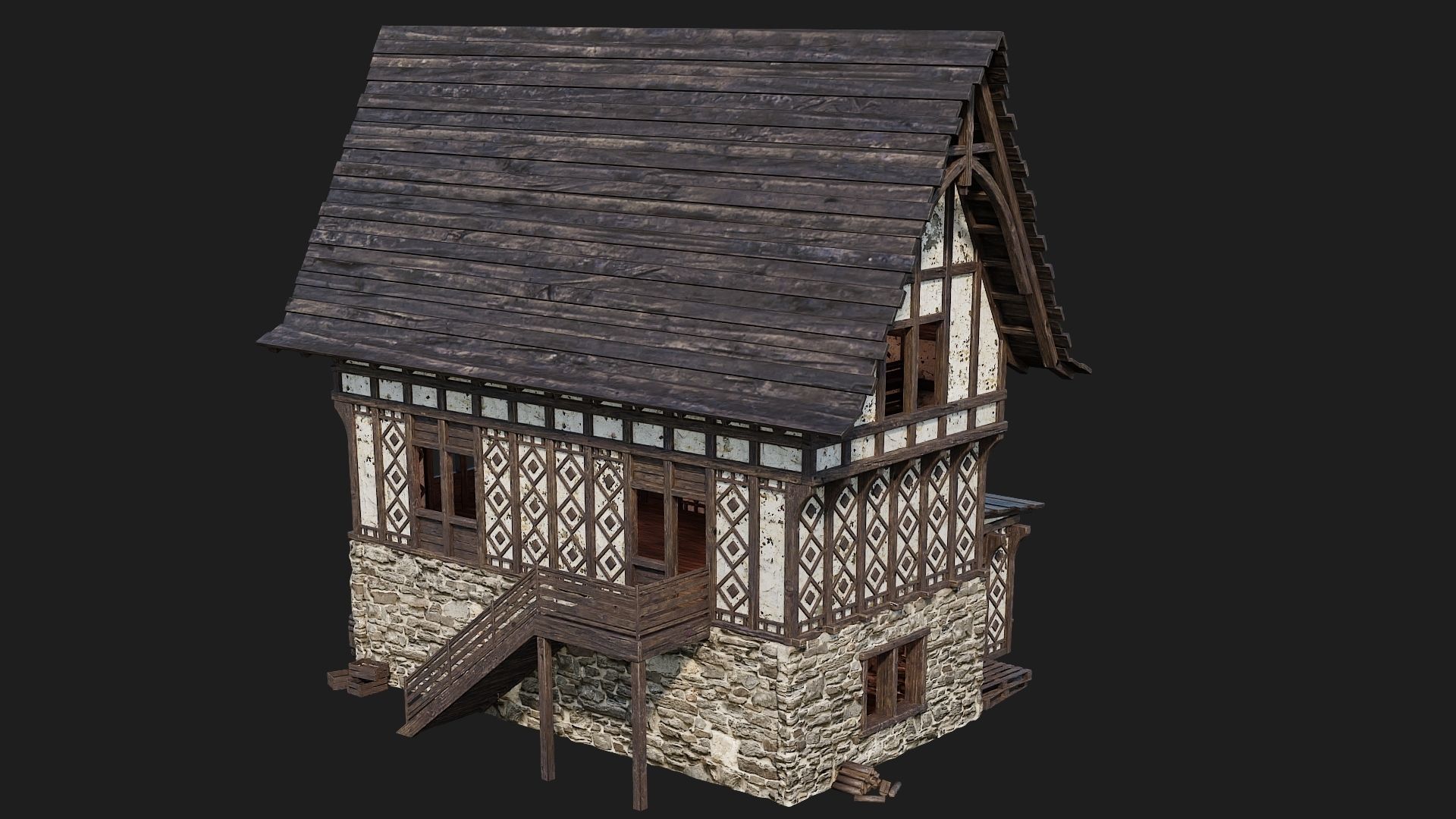 Old Medieval Building 4K Textures GameReady 118 Low-poly 3D model_12