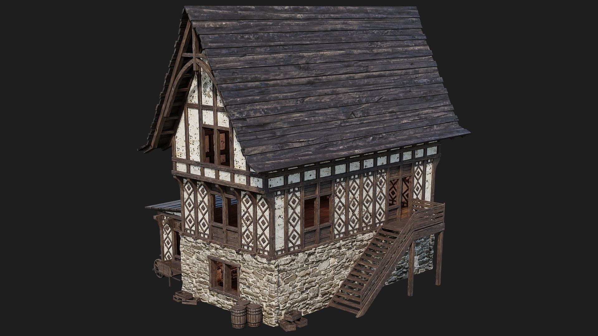 Old Medieval Building 4K Textures GameReady 118 Low-poly 3D model_11