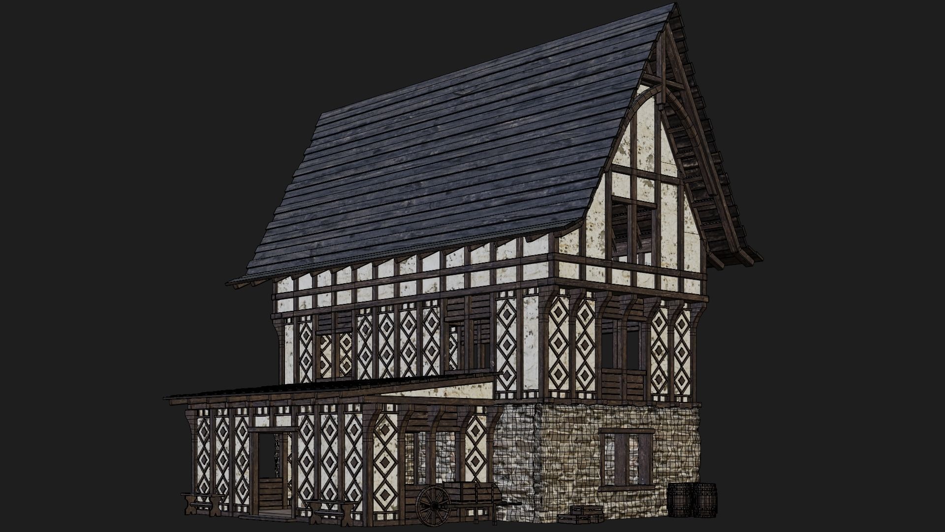 Old Medieval Building 4K Textures GameReady 118 Low-poly 3D model_6