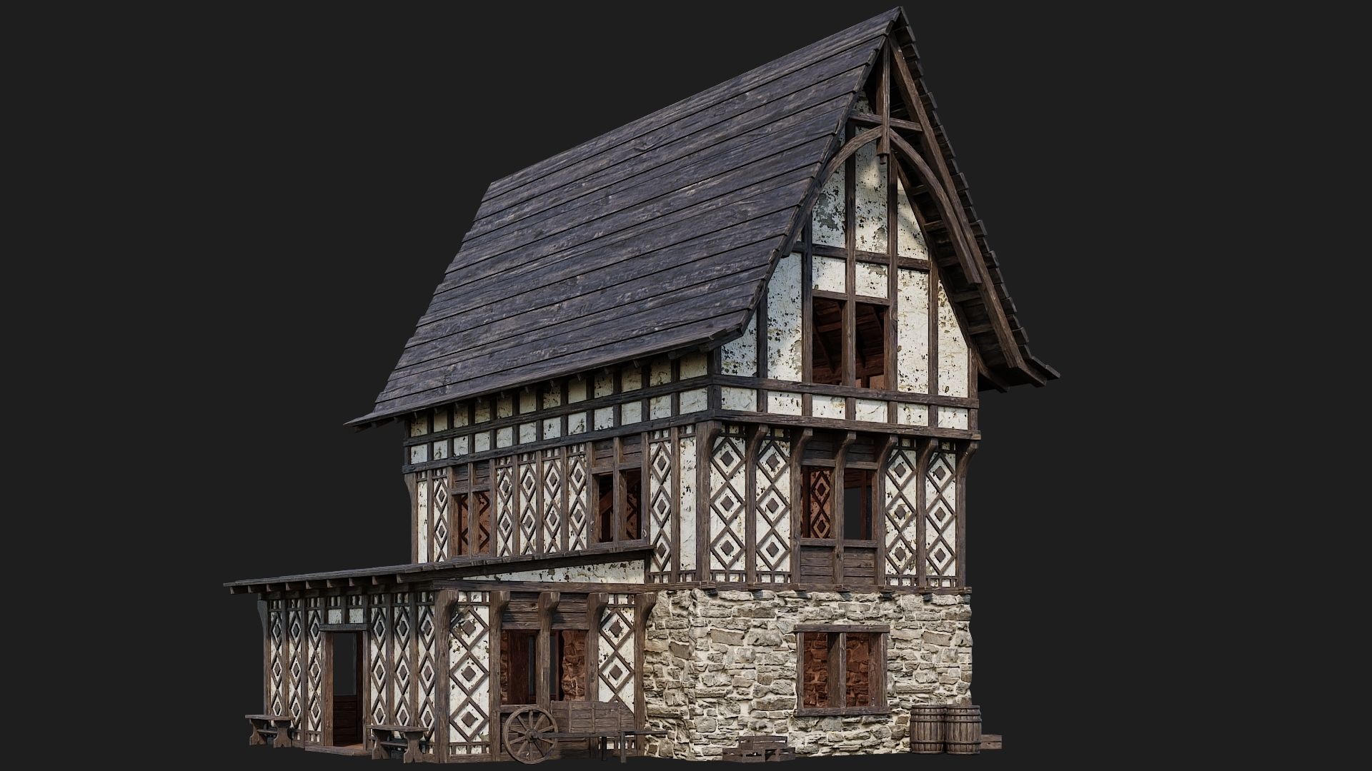 Old Medieval Building 4K Textures GameReady 118 Low-poly 3D model_2