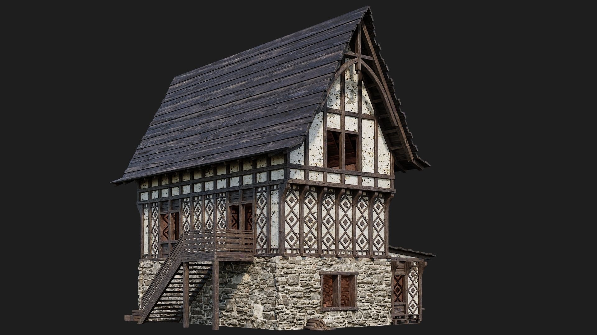 Old Medieval Building 4K Textures GameReady 118 Low-poly 3D model_9