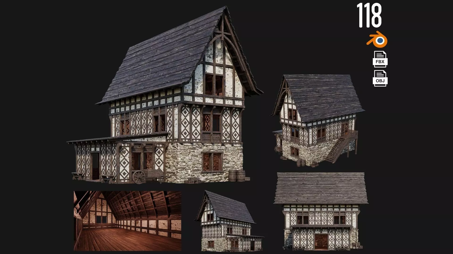 Old Medieval Building 4K Textures GameReady 118 Low-poly 3D model_0