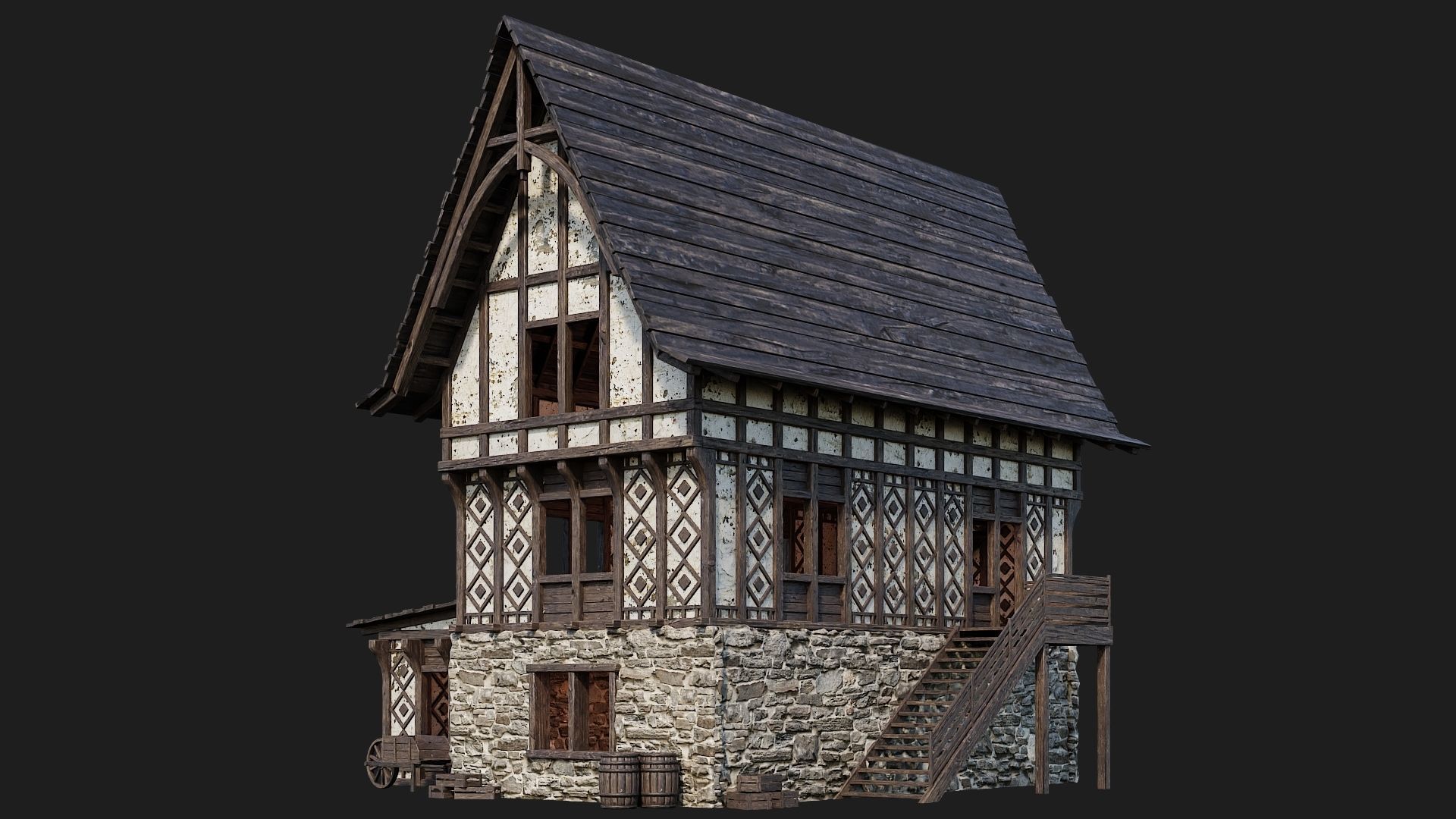 Old Medieval Building 4K Textures GameReady 118 Low-poly 3D model_8