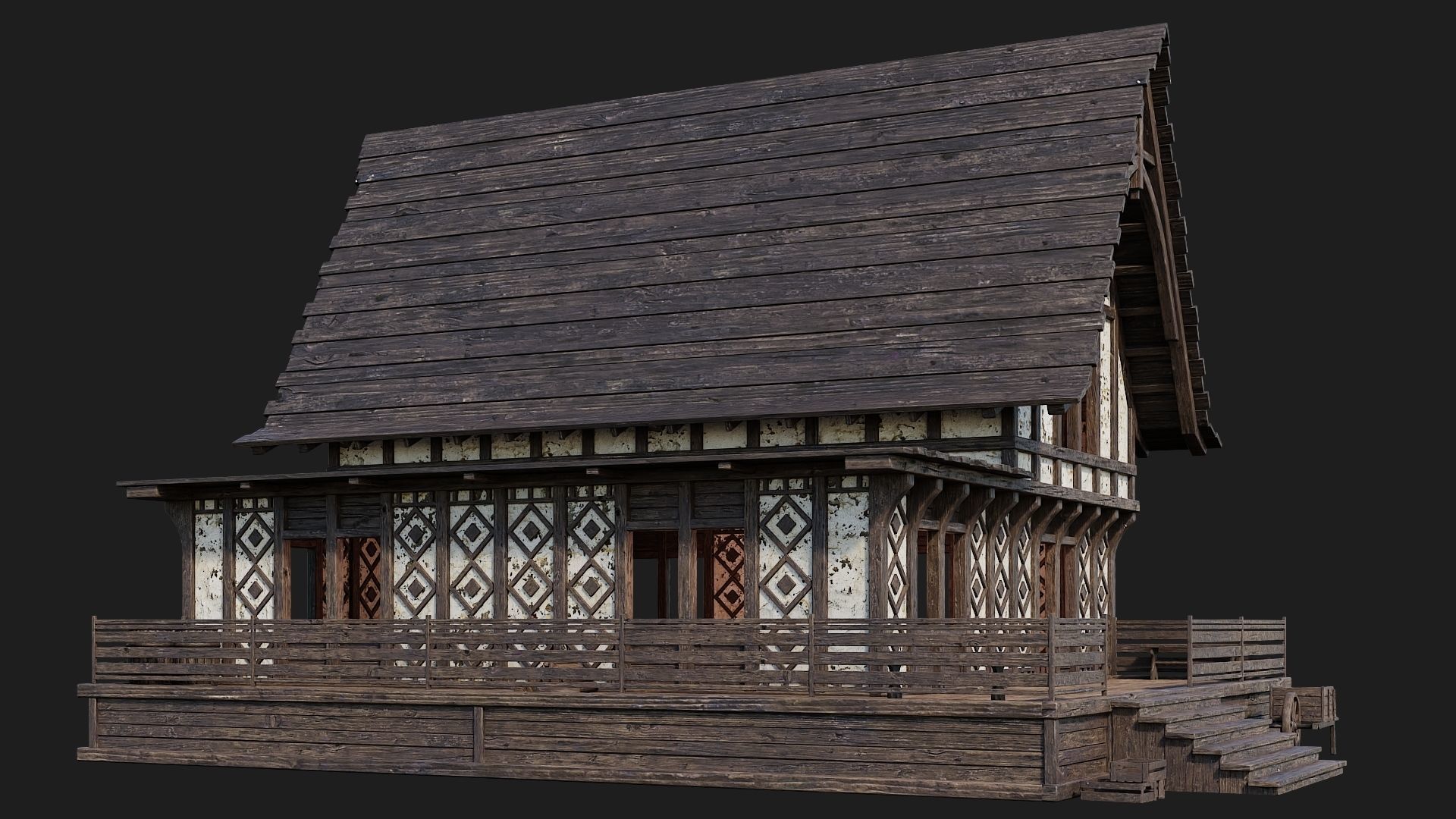 Old Medieval Building 4K Textures GameReady 119 Low-poly 3D model_4