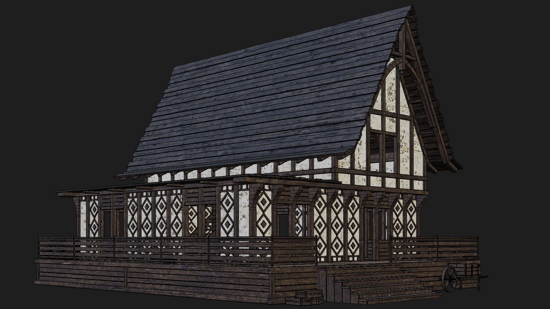 Old Medieval Building 4K Textures GameReady 119 Low-poly 3D model_6