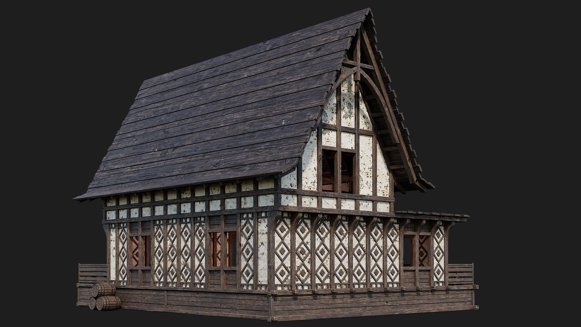 Old Medieval Building 4K Textures GameReady 119 Low-poly 3D model_9