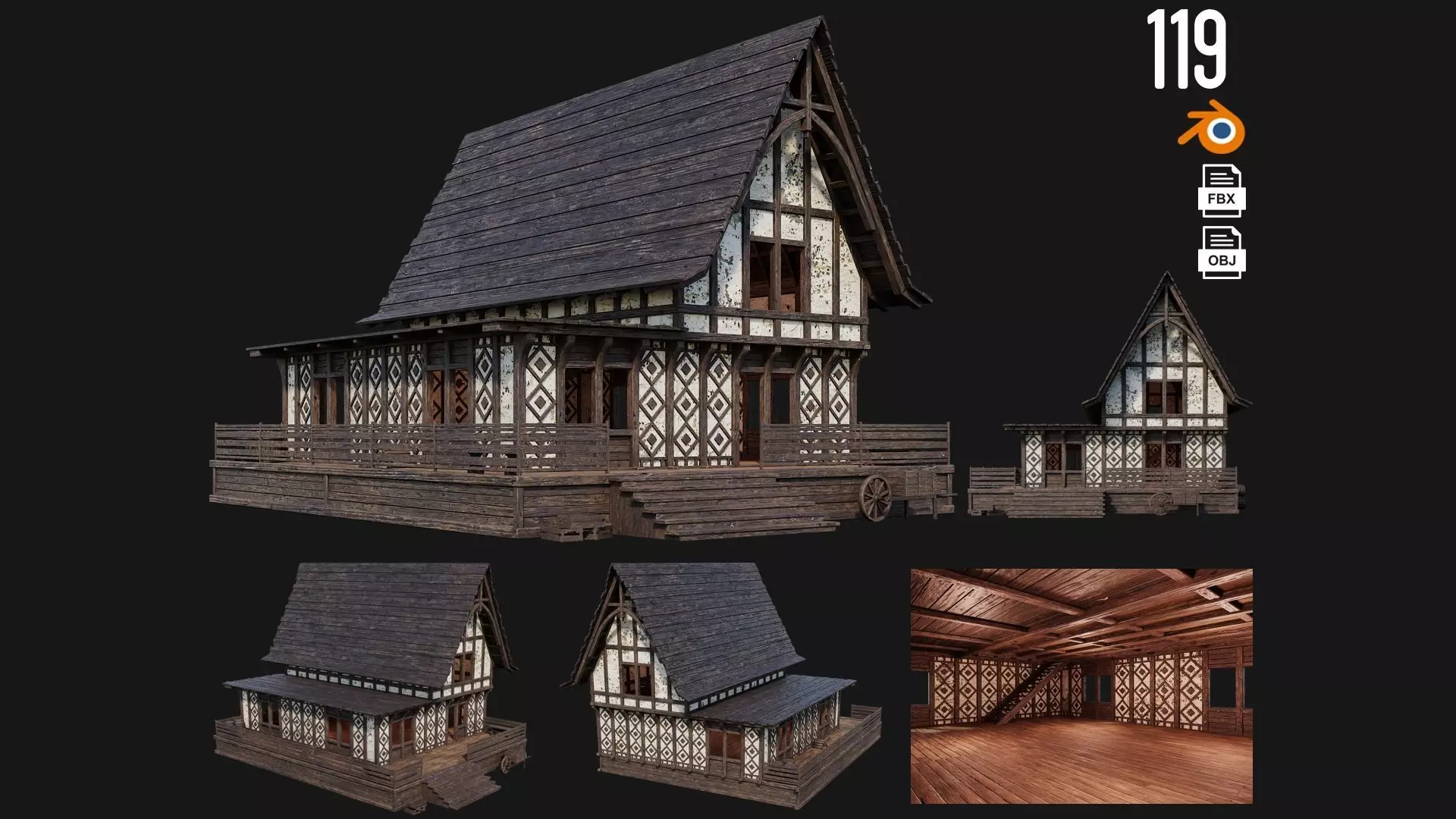 Old Medieval Building 4K Textures GameReady 119 Low-poly 3D model_0