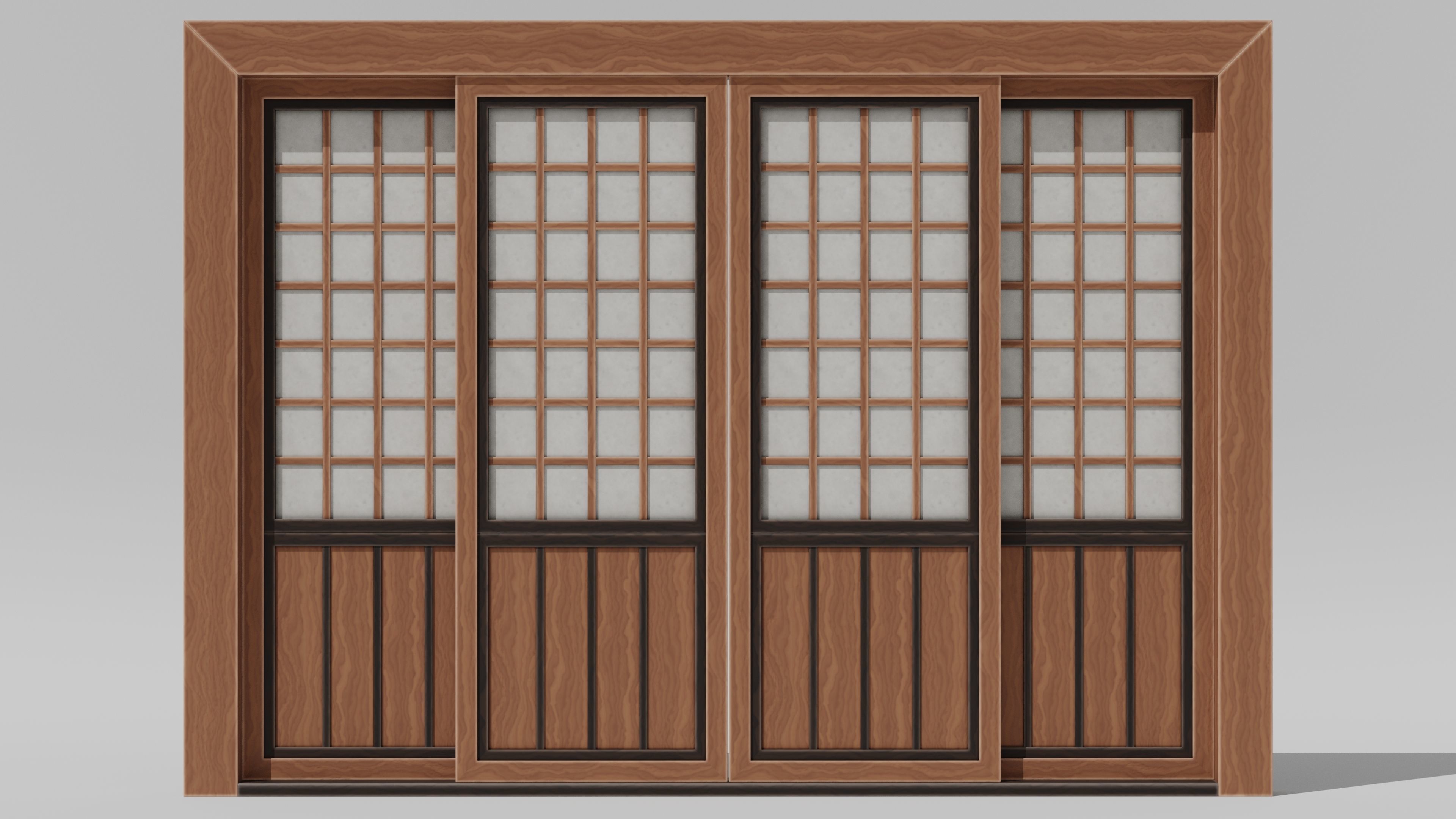 Japanese Furniture Kit - Sliding Door Low-poly 3D model_8