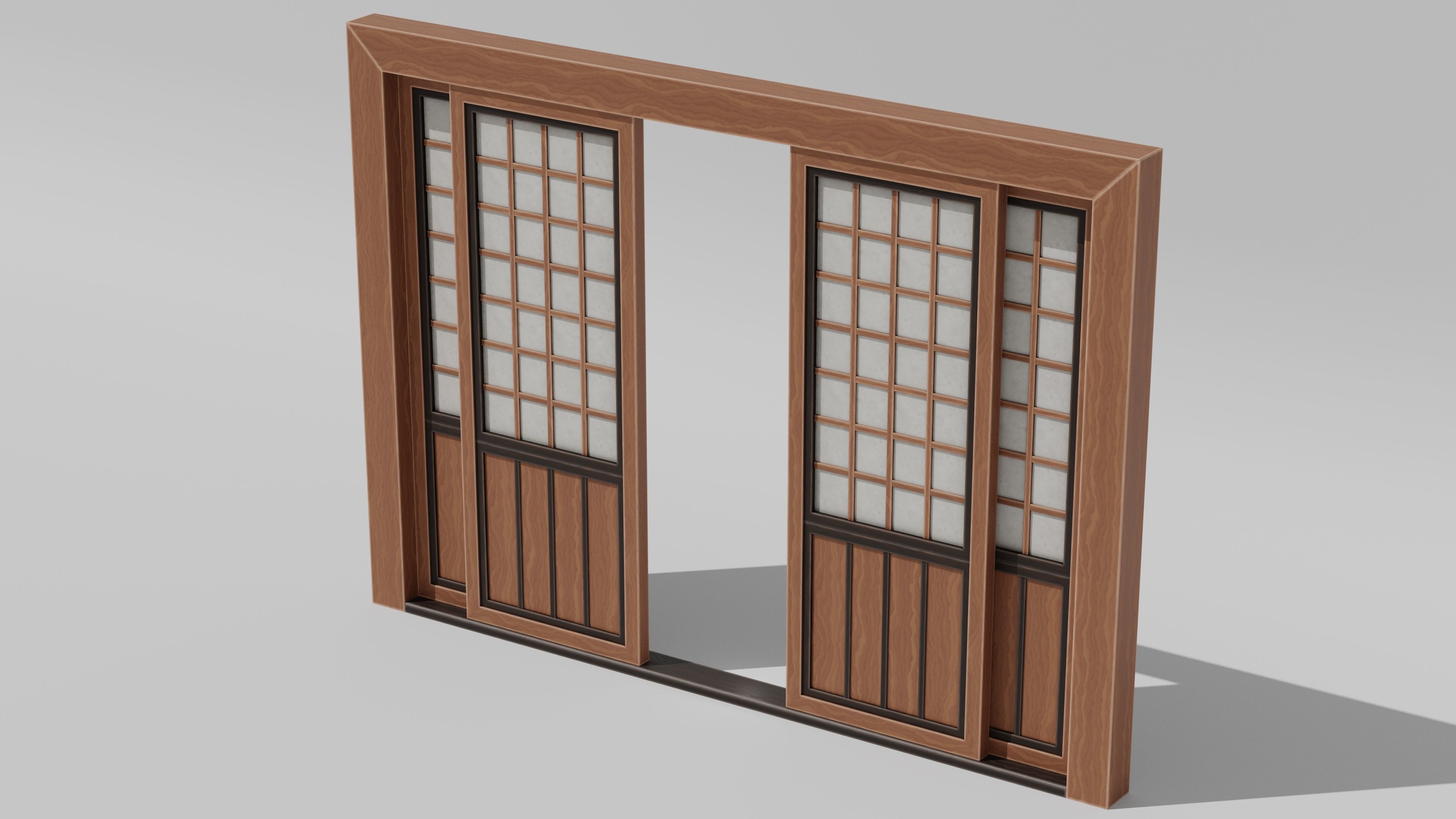 Japanese Furniture Kit - Sliding Door Low-poly 3D model_1