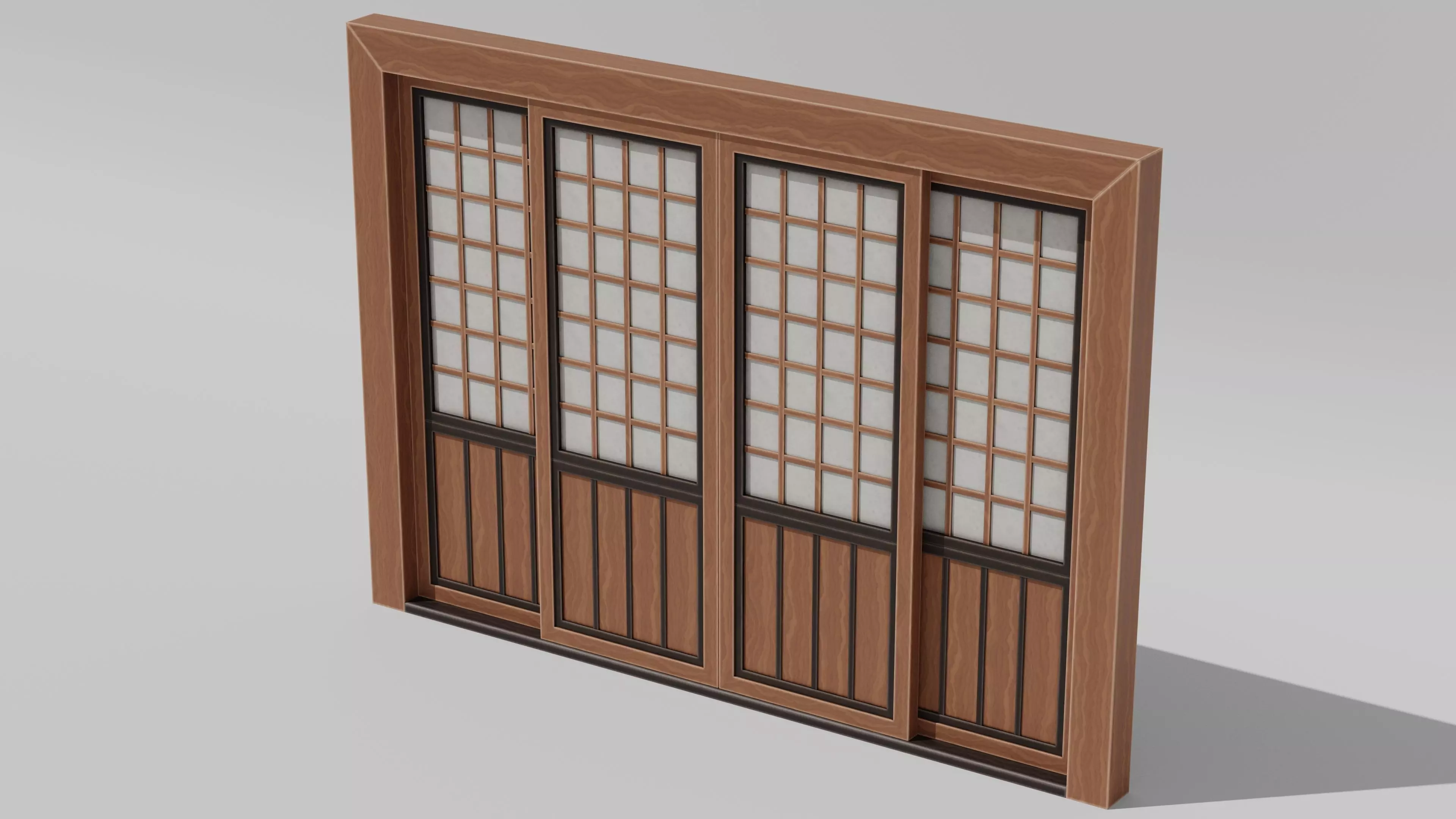 Japanese Furniture Kit - Sliding Door Low-poly 3D model_0