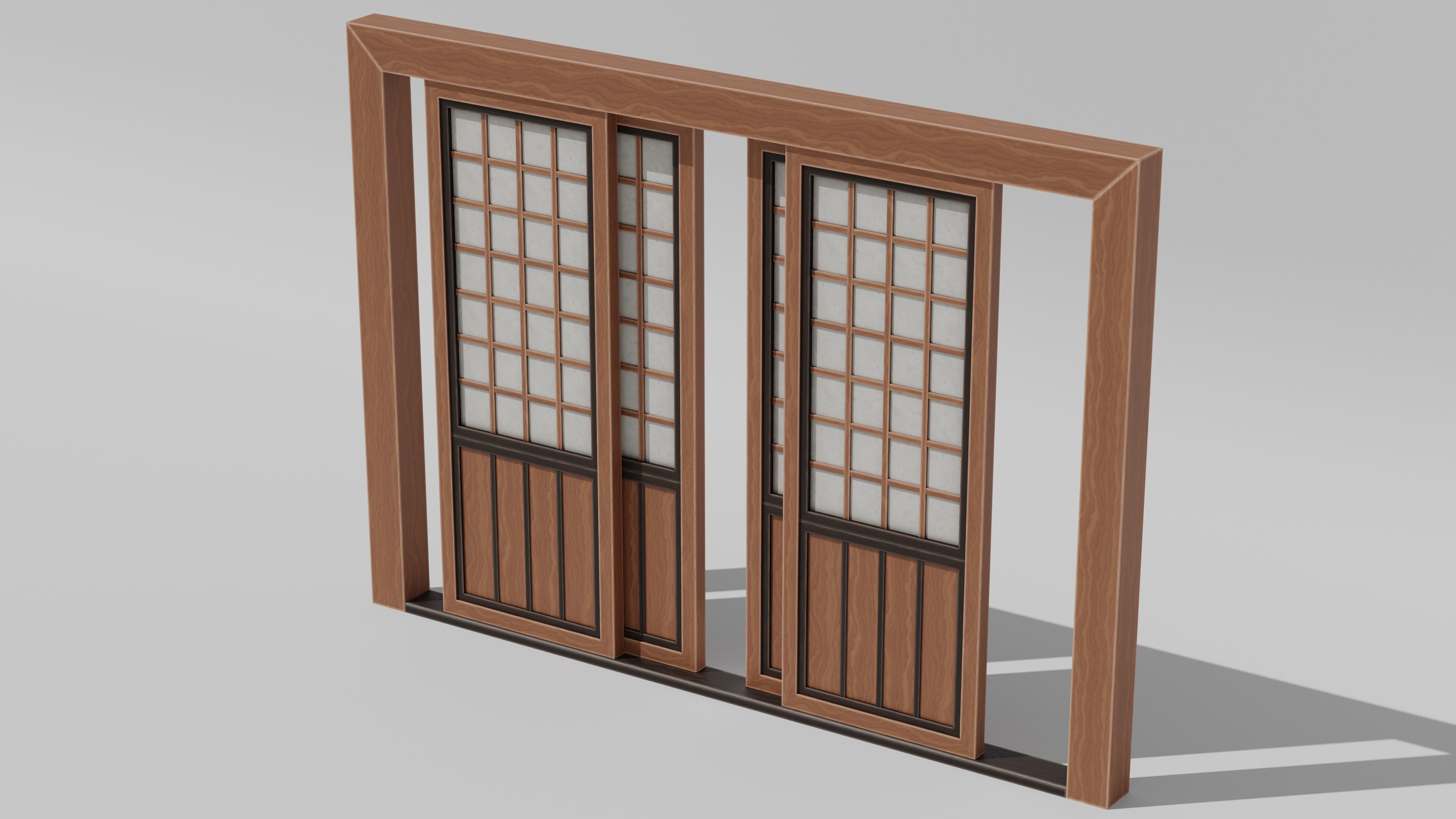 Japanese Furniture Kit - Sliding Door Low-poly 3D model_2