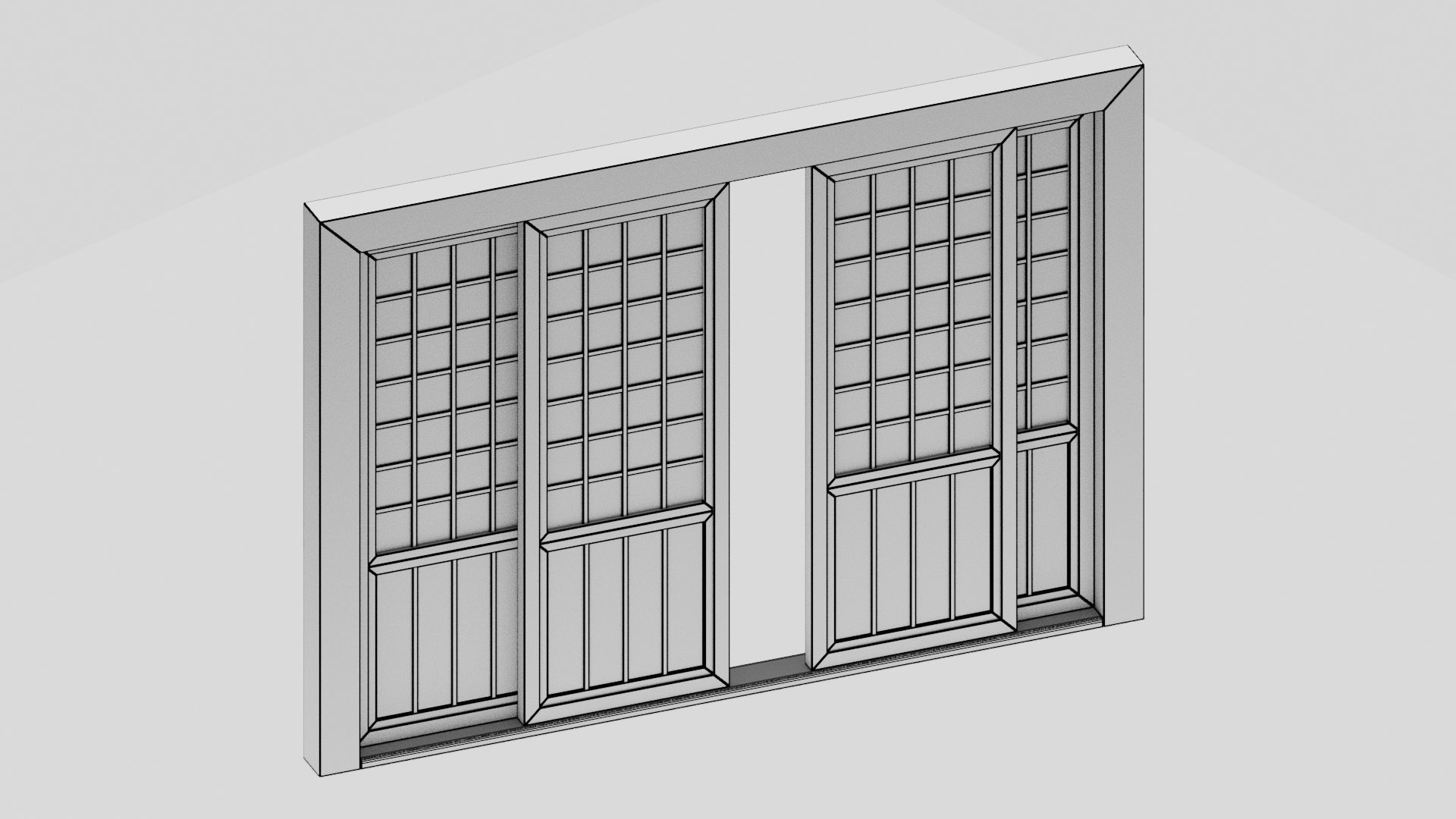 Japanese Furniture Kit - Sliding Door Low-poly 3D model_9
