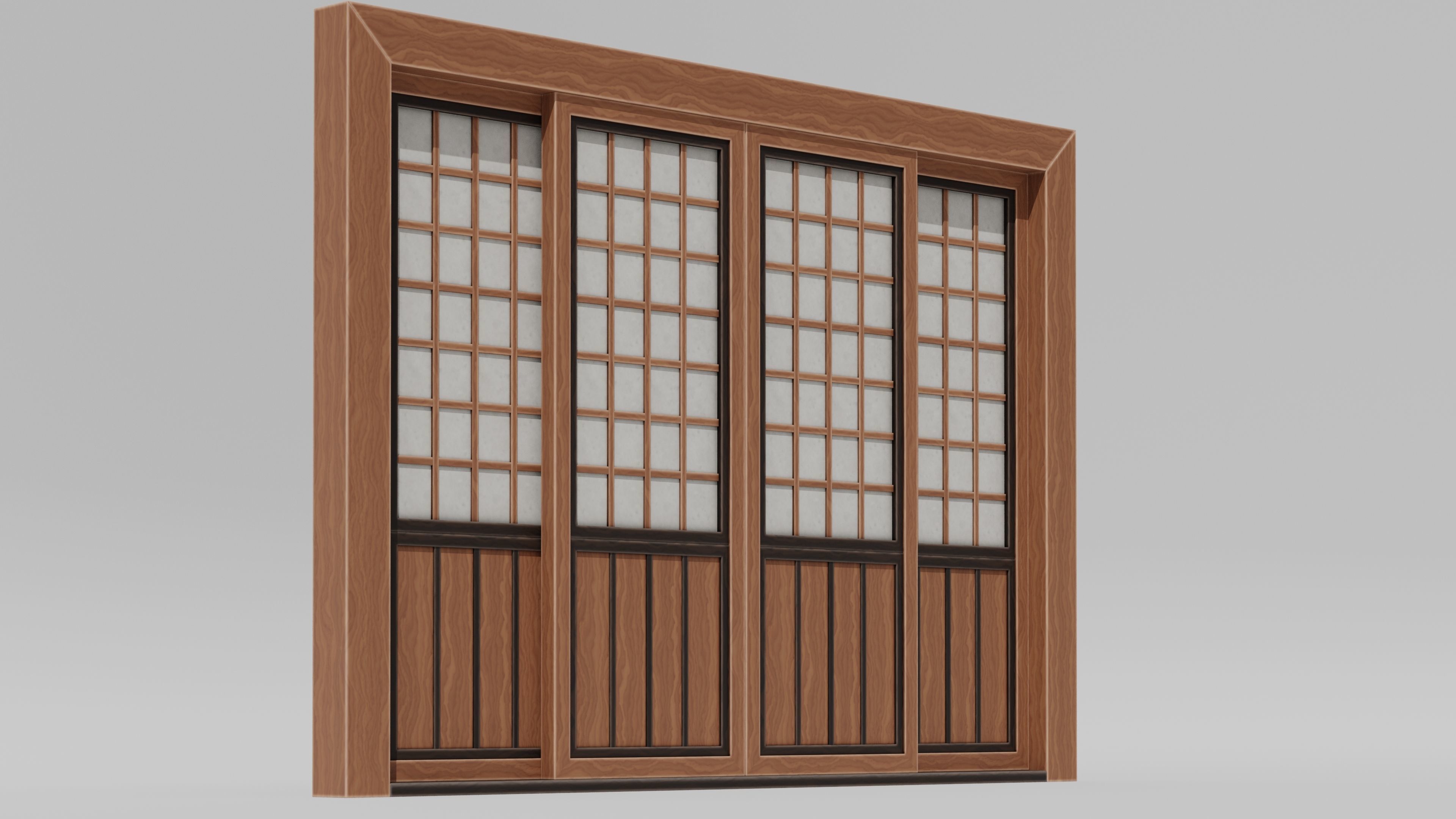 Japanese Furniture Kit - Sliding Door Low-poly 3D model_3