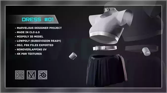 Dress 01 Marvelous Designer CLO project