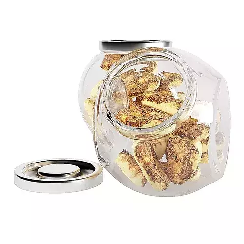 Glass jar cookie content 07 3D model 4