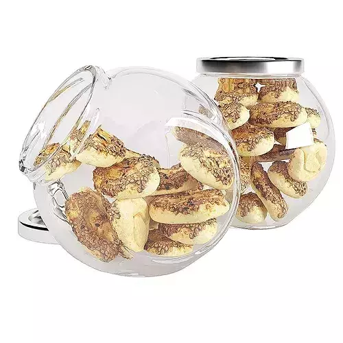 Glass jar cookie content 07 3D model 7