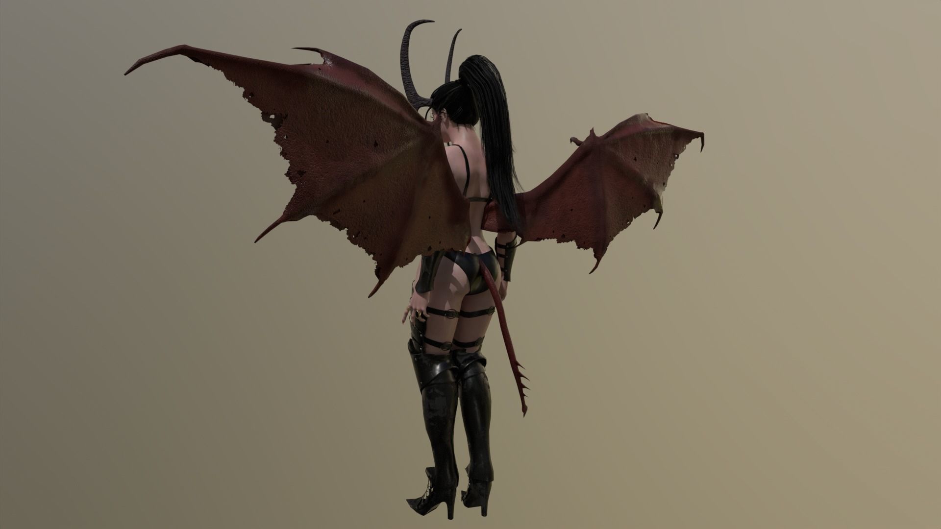 Succubus female devil with wings Low-poly 3D model_16