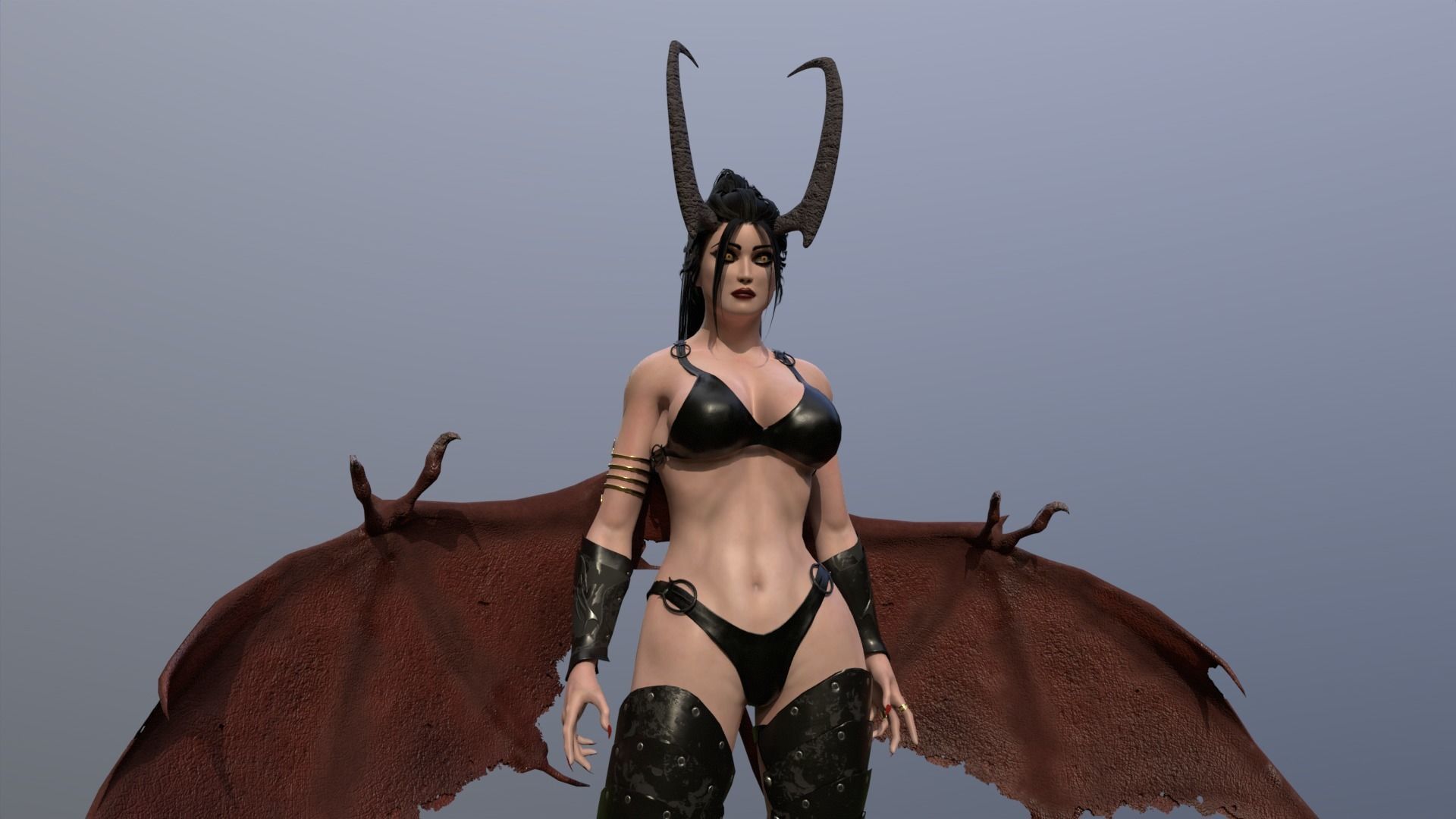 Succubus female devil with wings Low-poly 3D model_14