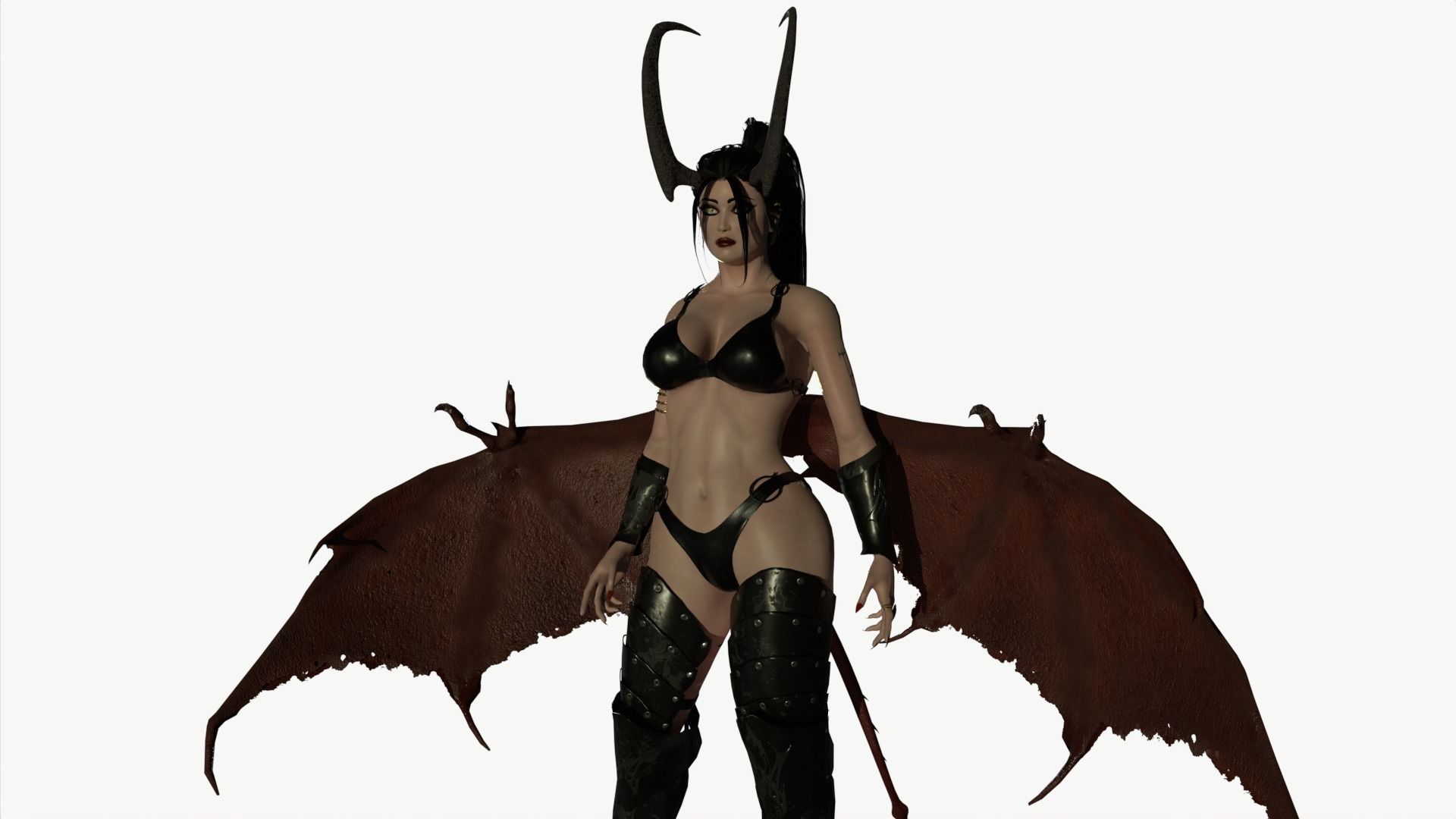 Succubus female devil with wings Low-poly 3D model_6