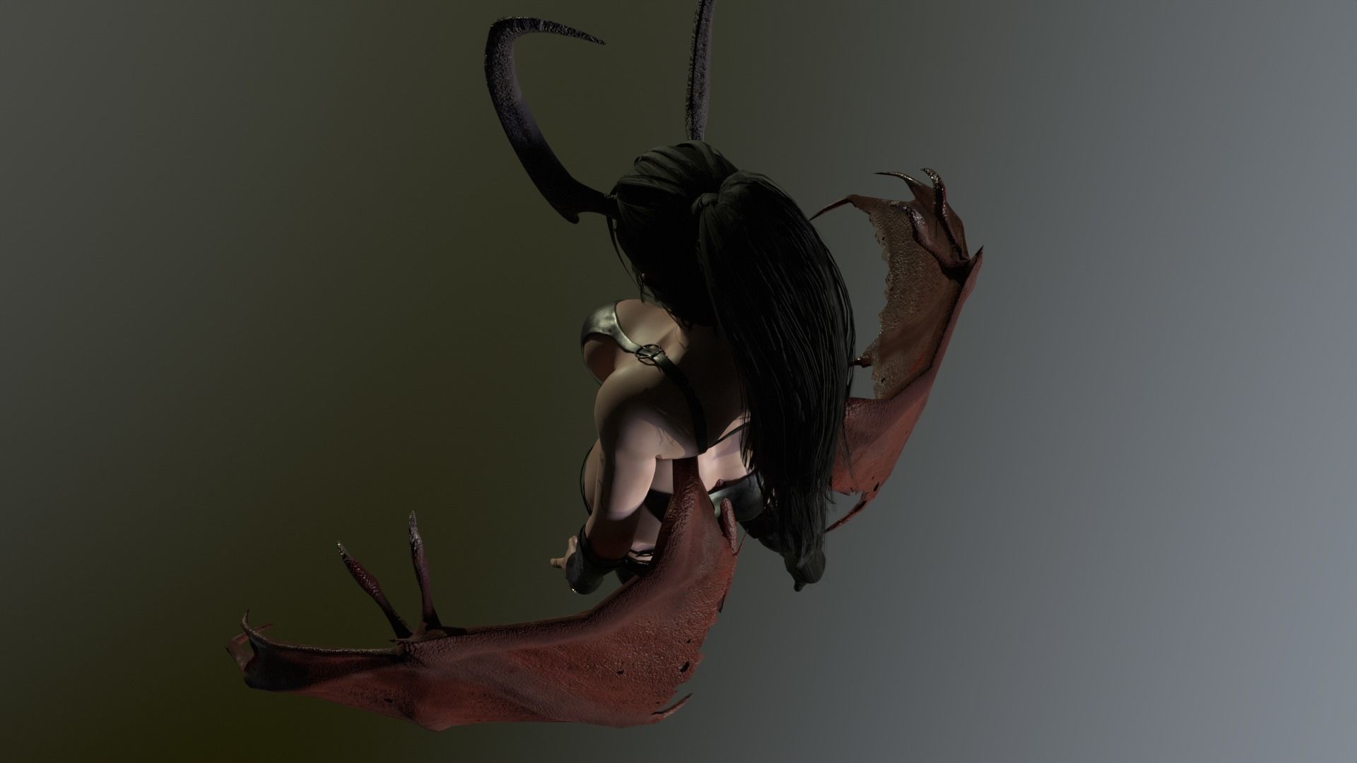 Succubus female devil with wings Low-poly 3D model_13
