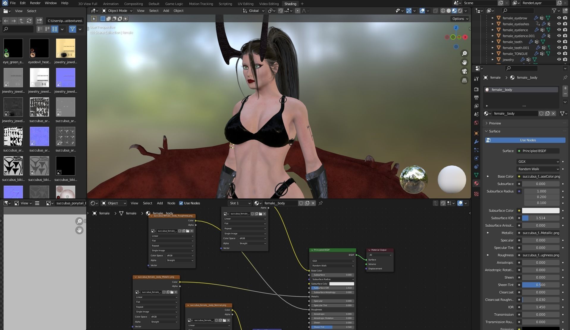 Succubus female devil with wings Low-poly 3D model_22