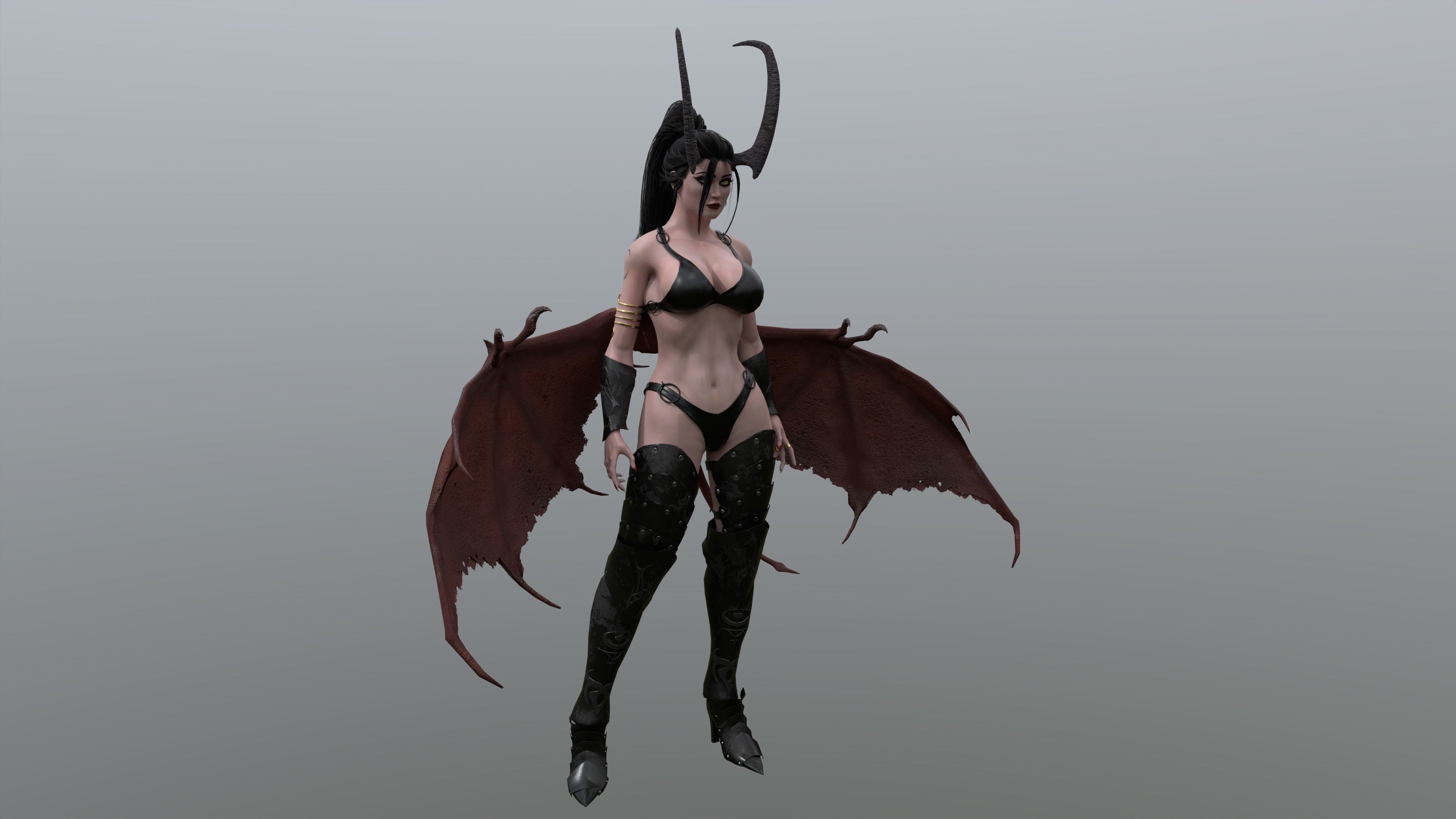 Succubus female devil with wings Low-poly 3D model_18