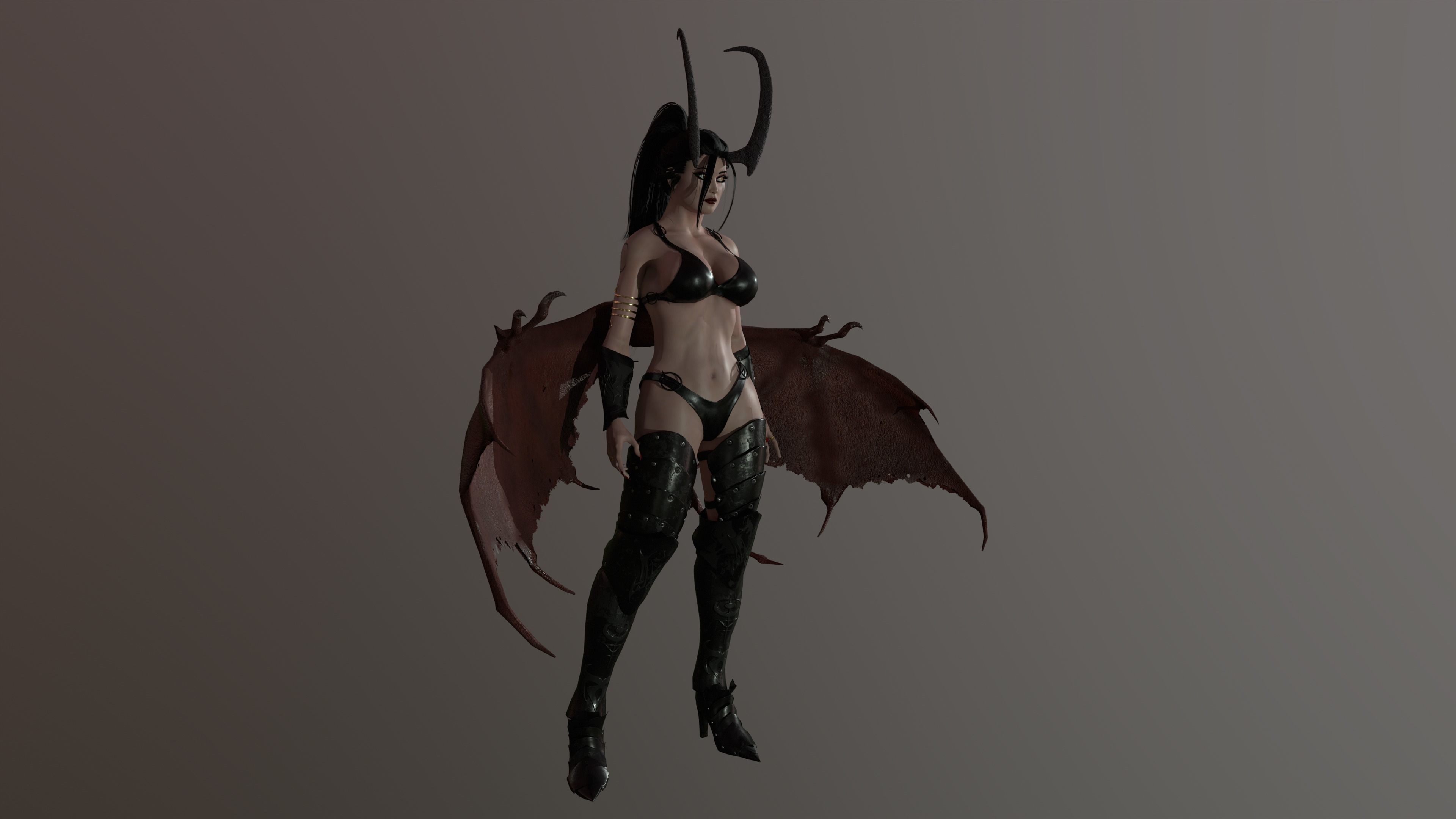 Succubus female devil with wings Low-poly 3D model_19