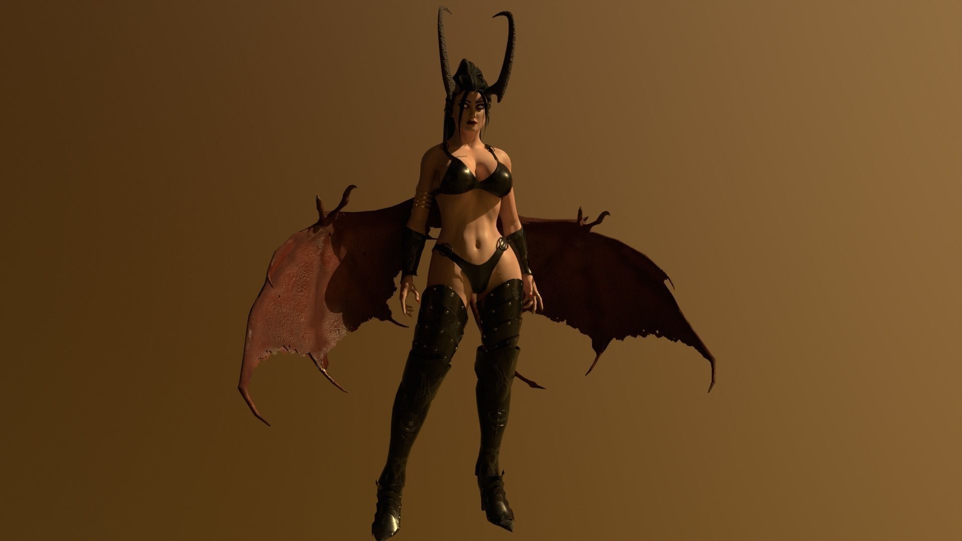 Succubus female devil with wings Low-poly 3D model_7