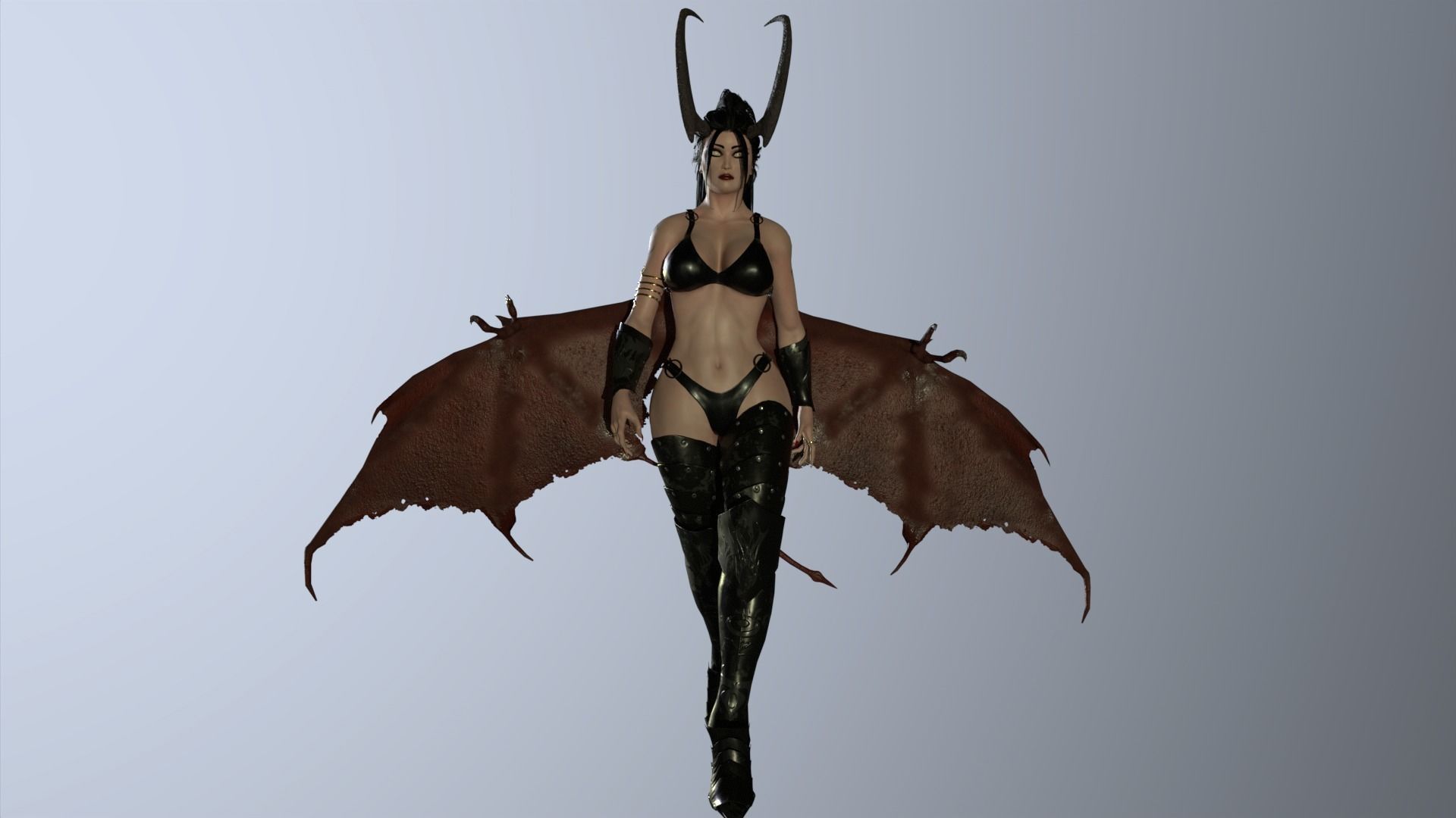 Succubus female devil with wings Low-poly 3D model_8