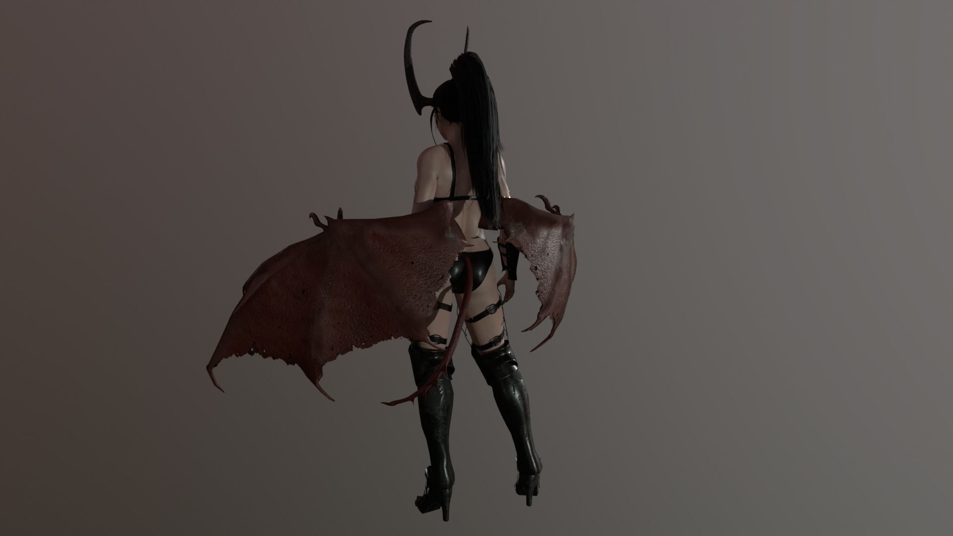 Succubus female devil with wings Low-poly 3D model_3