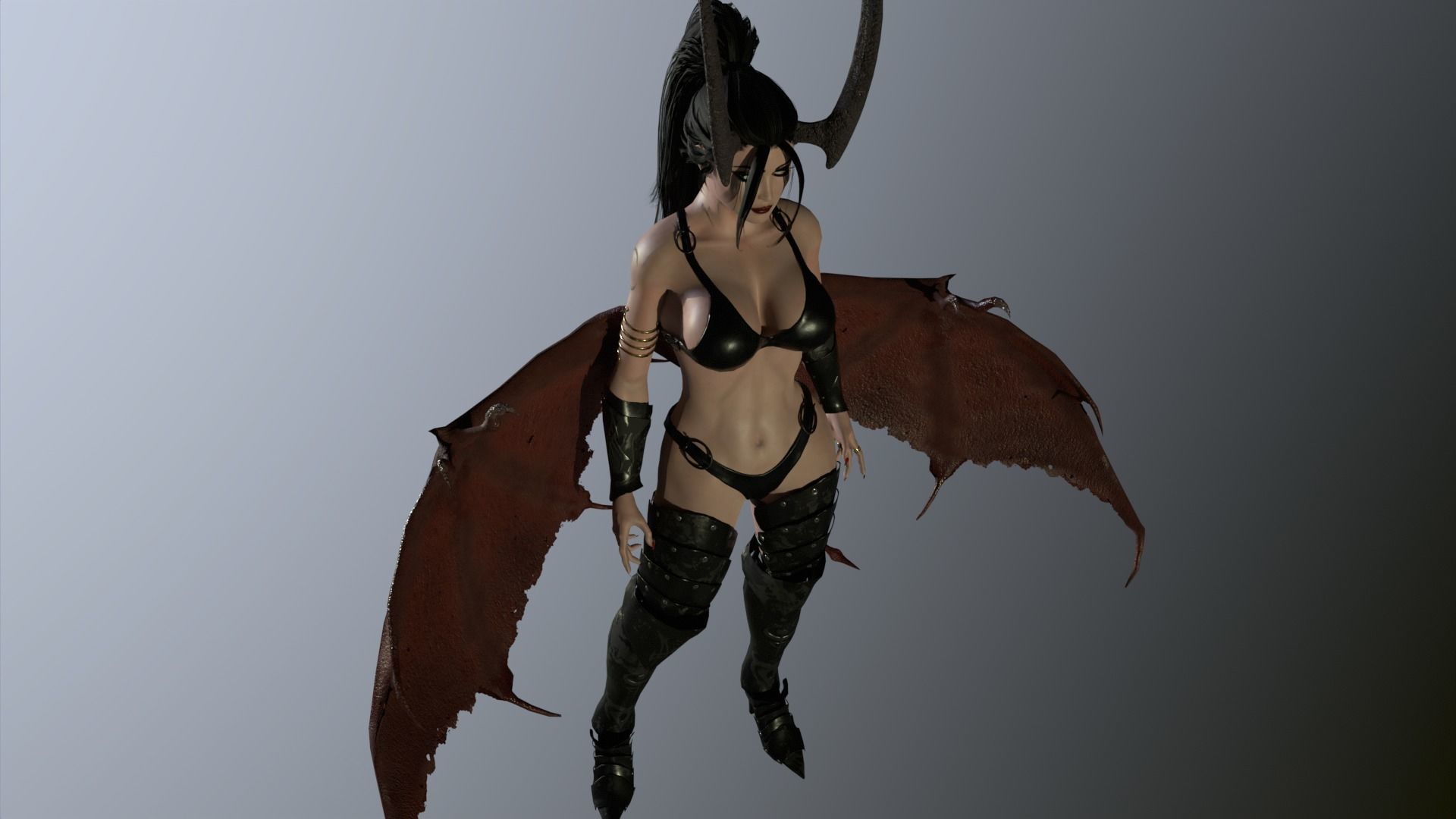 Succubus female devil with wings Low-poly 3D model_11