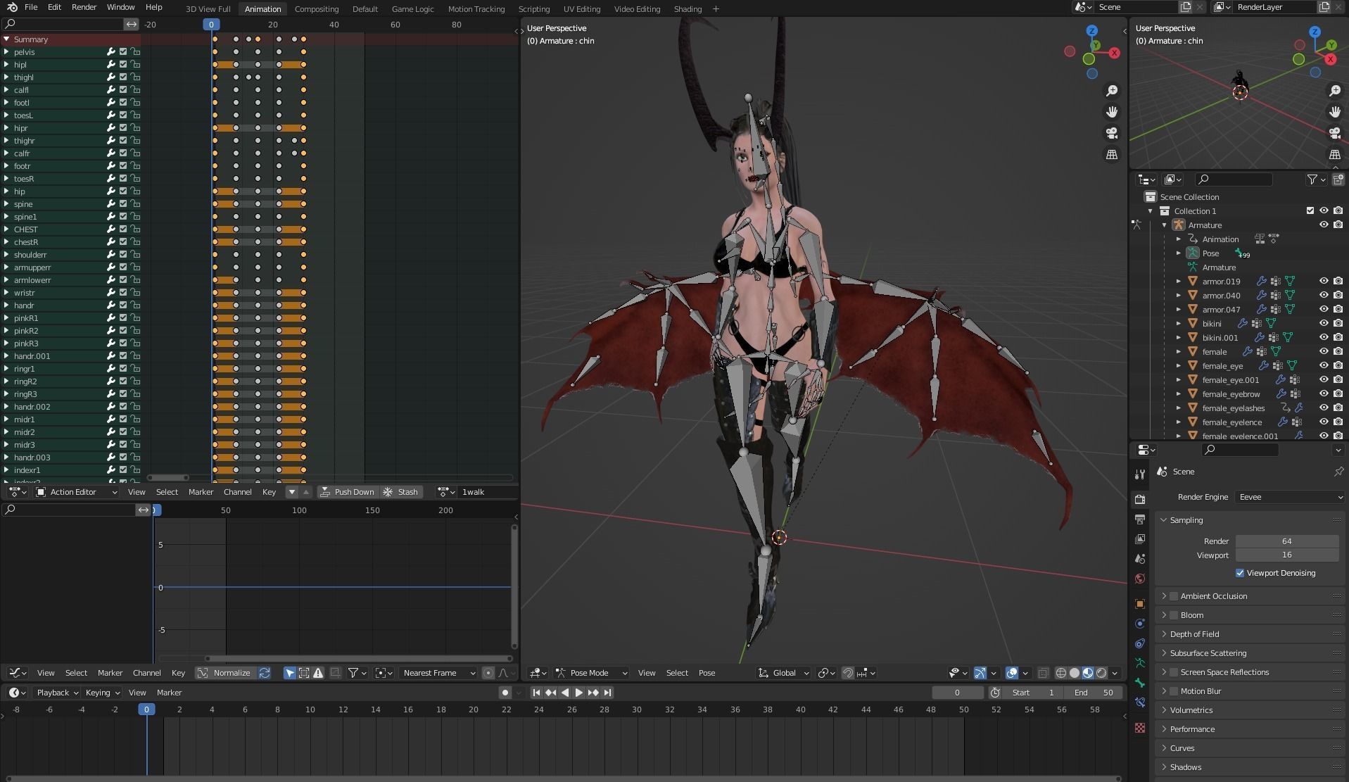 Succubus female devil with wings Low-poly 3D model_21