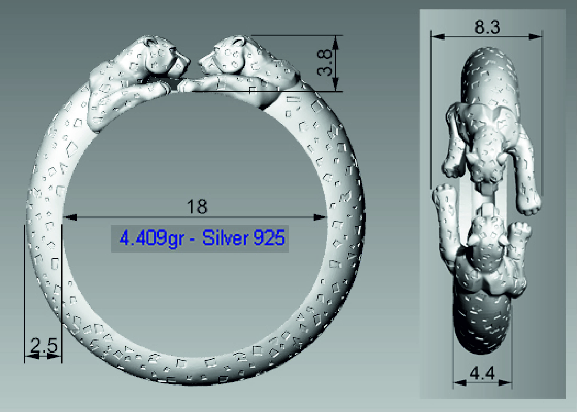 Ring Leopard 3d model for 3d printing 3D print model 3D print model_11