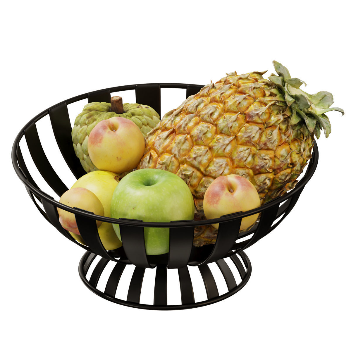 Stripe Fruit Bowl set 02 3D model_5