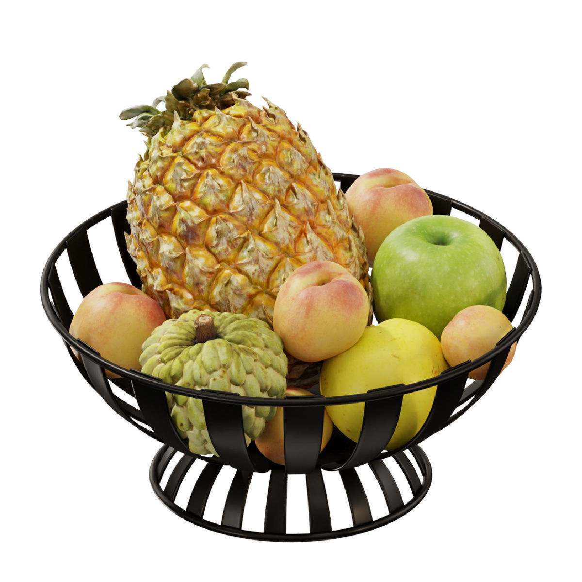 Stripe Fruit Bowl set 02 3D model_1