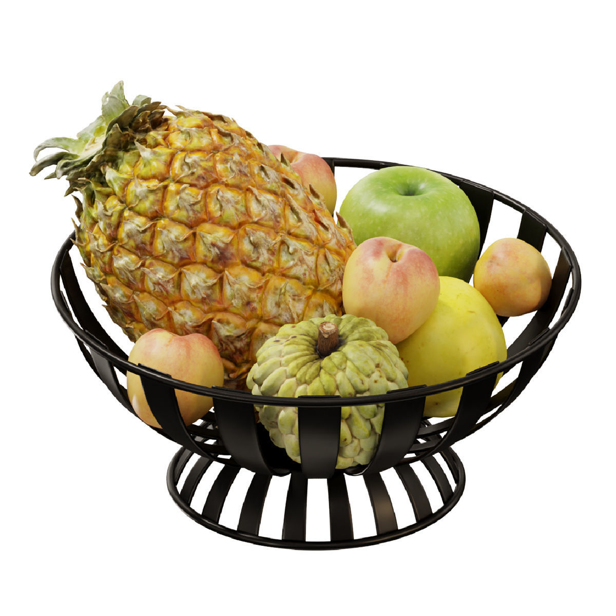 Stripe Fruit Bowl set 02 3D model_2